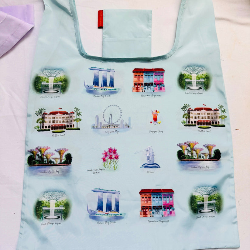 The Crimson Atelier Eco Foldable Shopper - Singapore Icons
