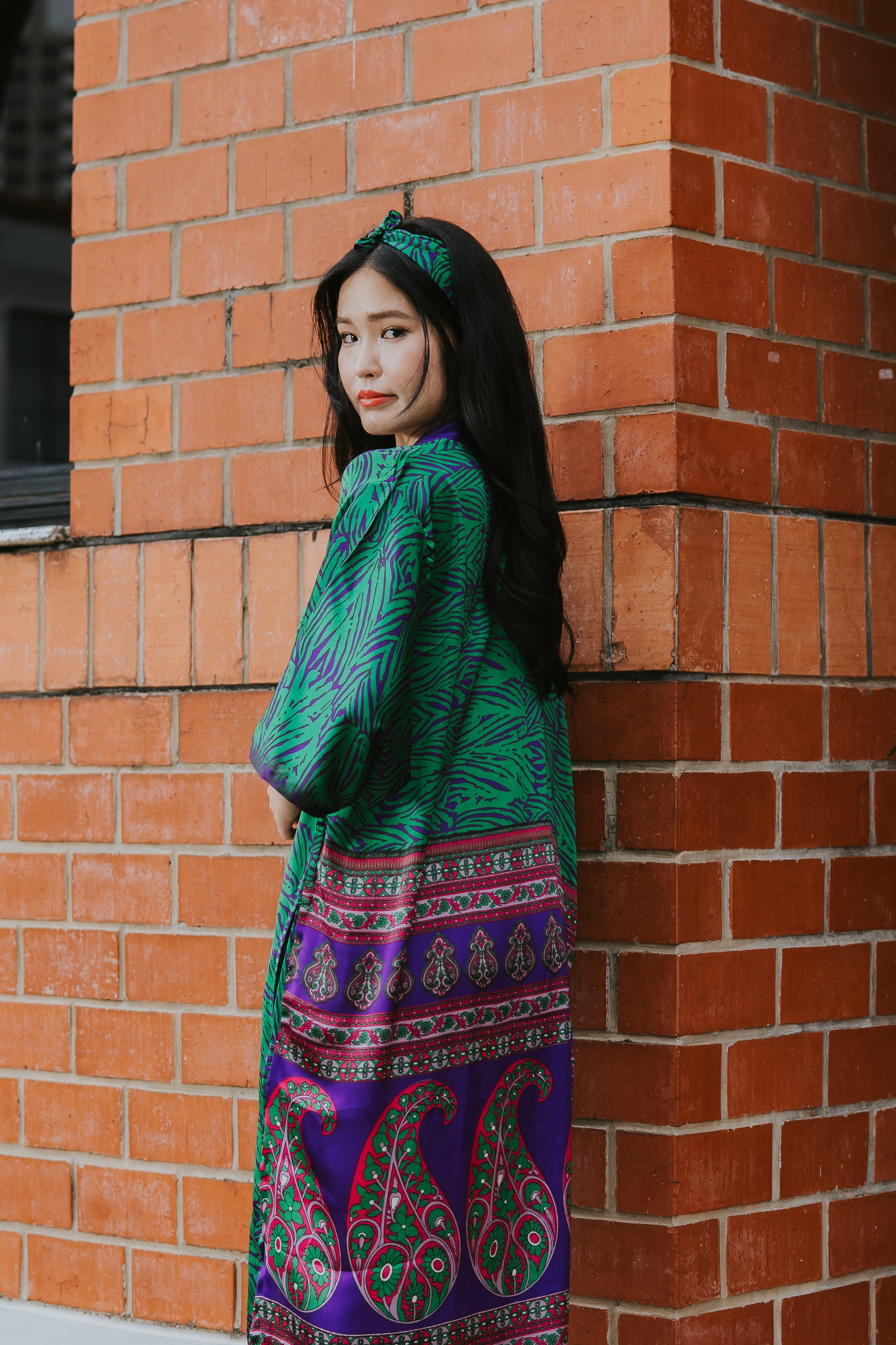 Raja Rani La Vacanza Kimono - Purple Green Jungle