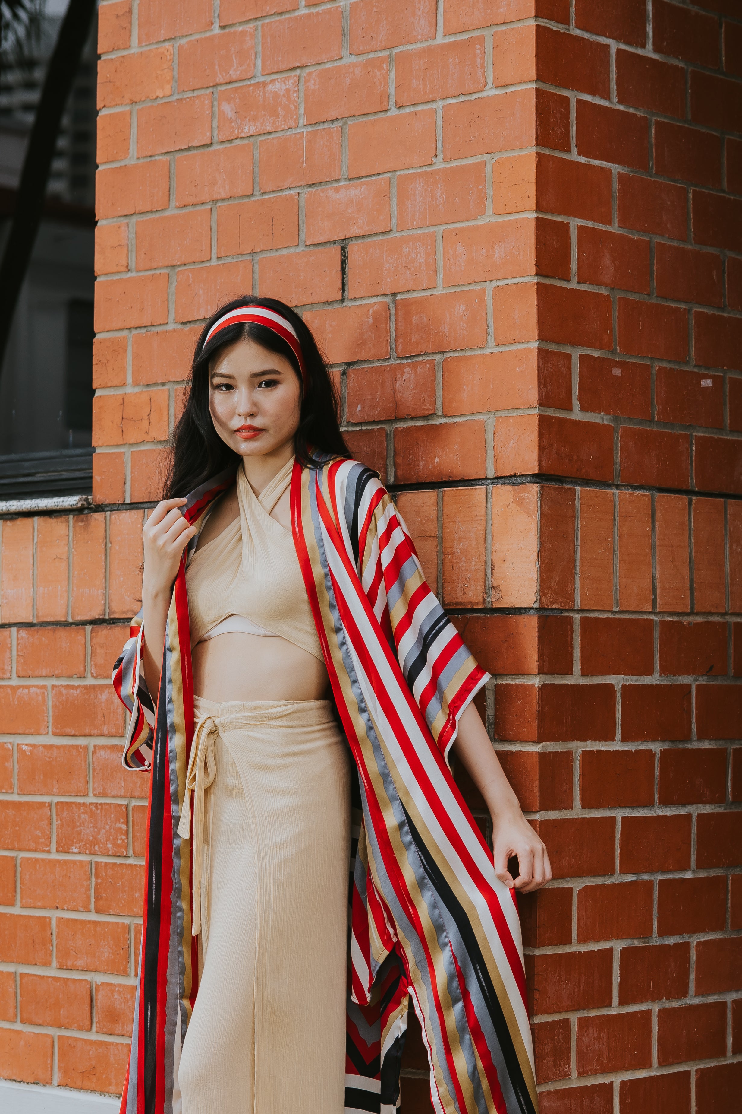 Raja Rani La Vacanza Kimono - Stripes Red Medley