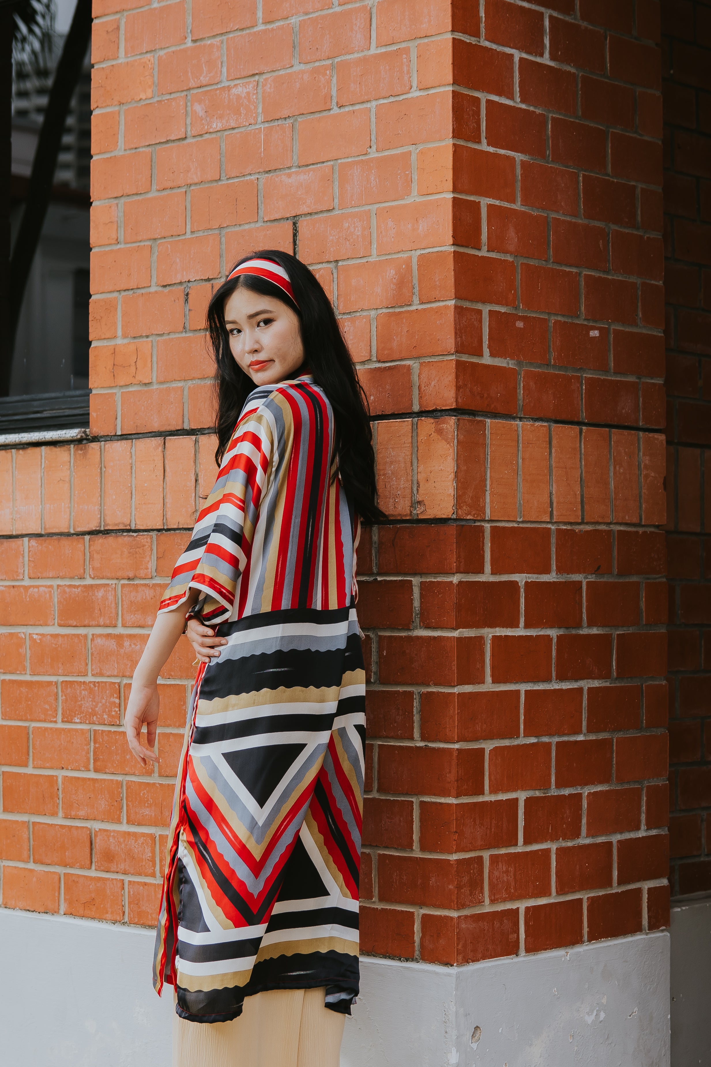 Raja Rani La Vacanza Kimono - Stripes Red Medley