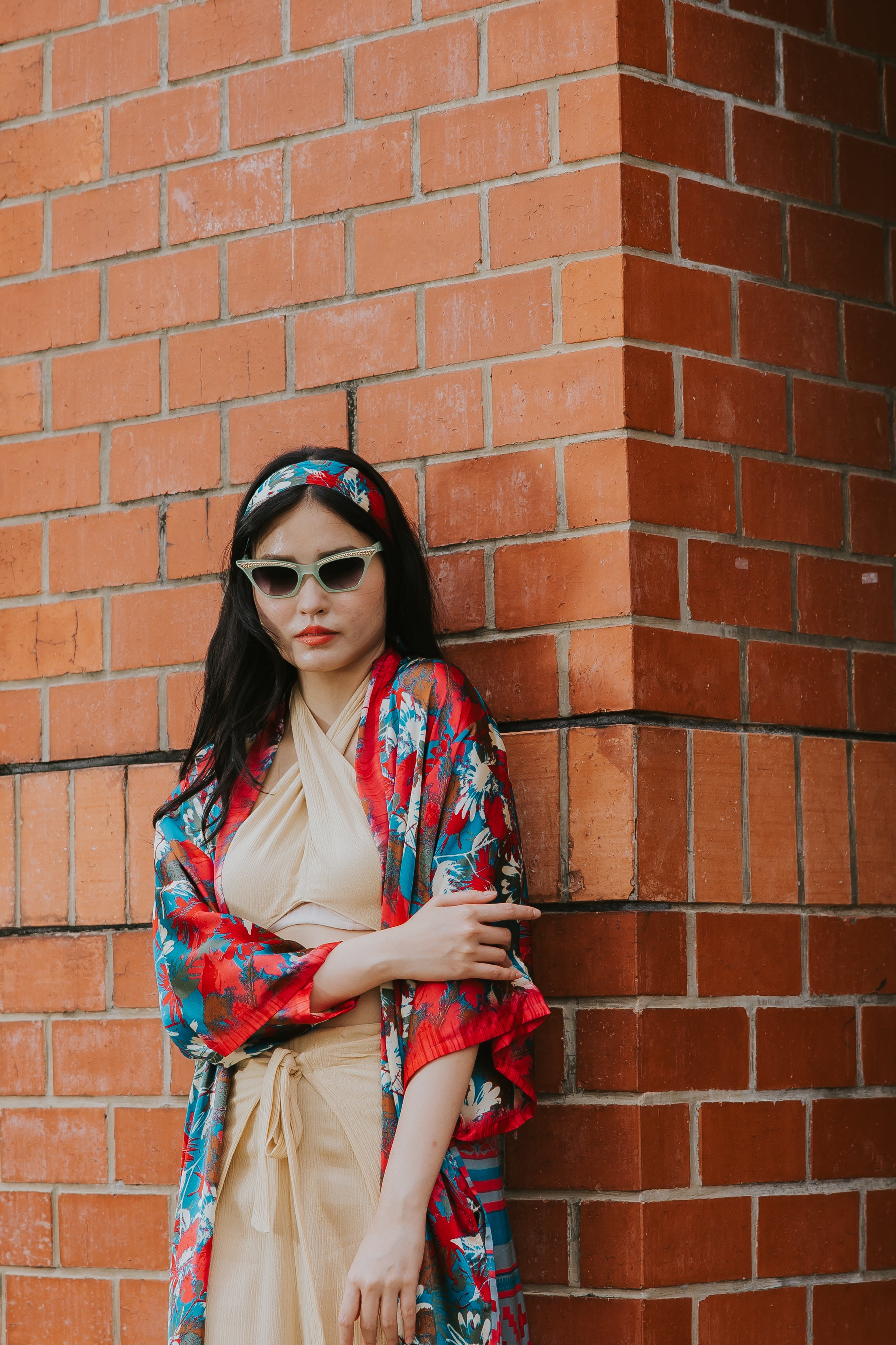 Raja Rani La Vacanza Kimono - Orange Green Bloom