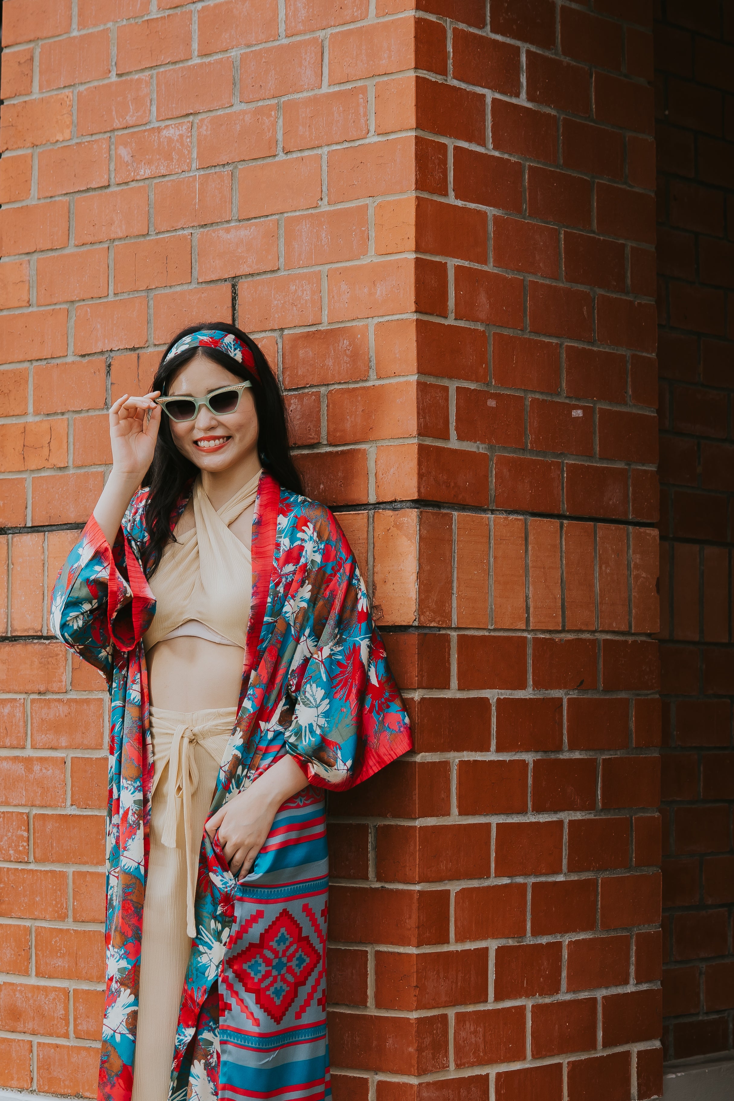 Raja Rani La Vacanza Kimono - Orange Green Bloom