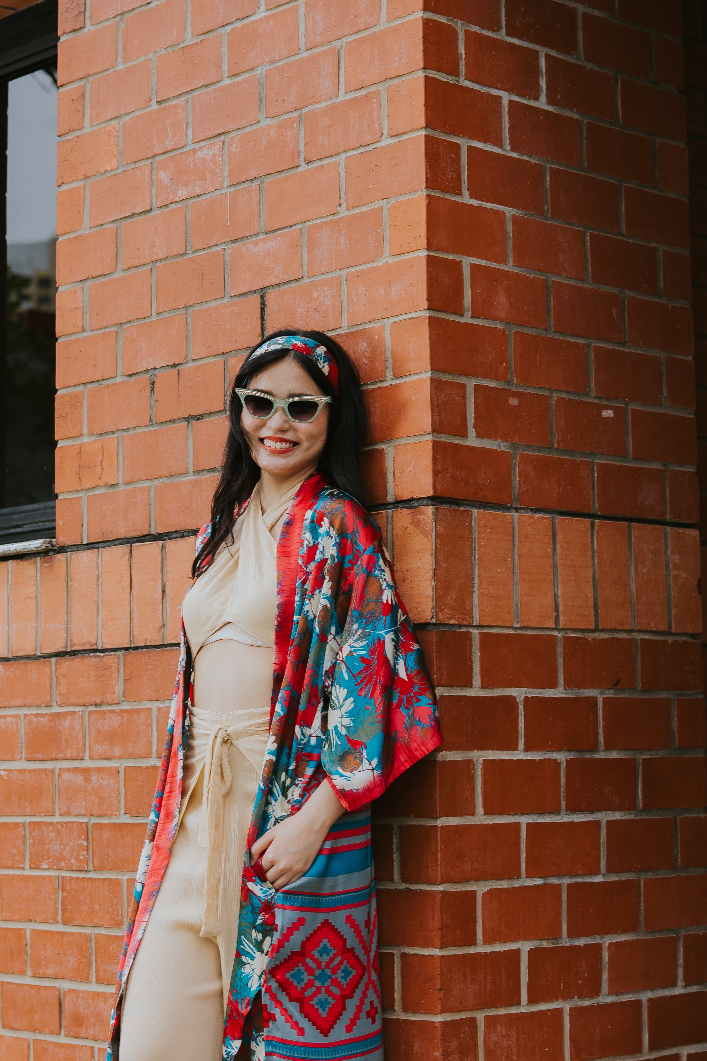 Raja Rani La Vacanza Kimono - Orange Green Bloom