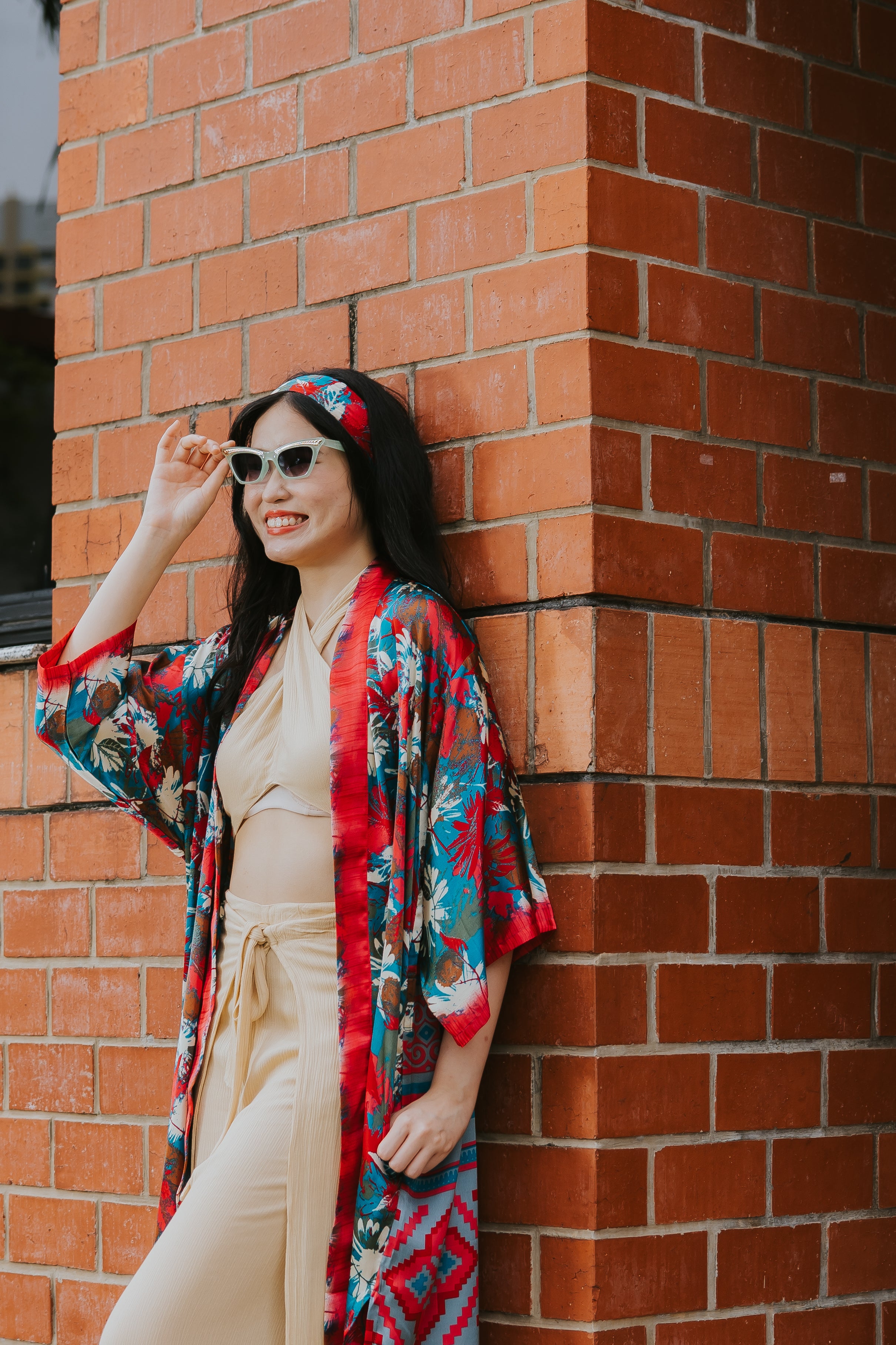 Raja Rani La Vacanza Kimono - Orange Green Bloom