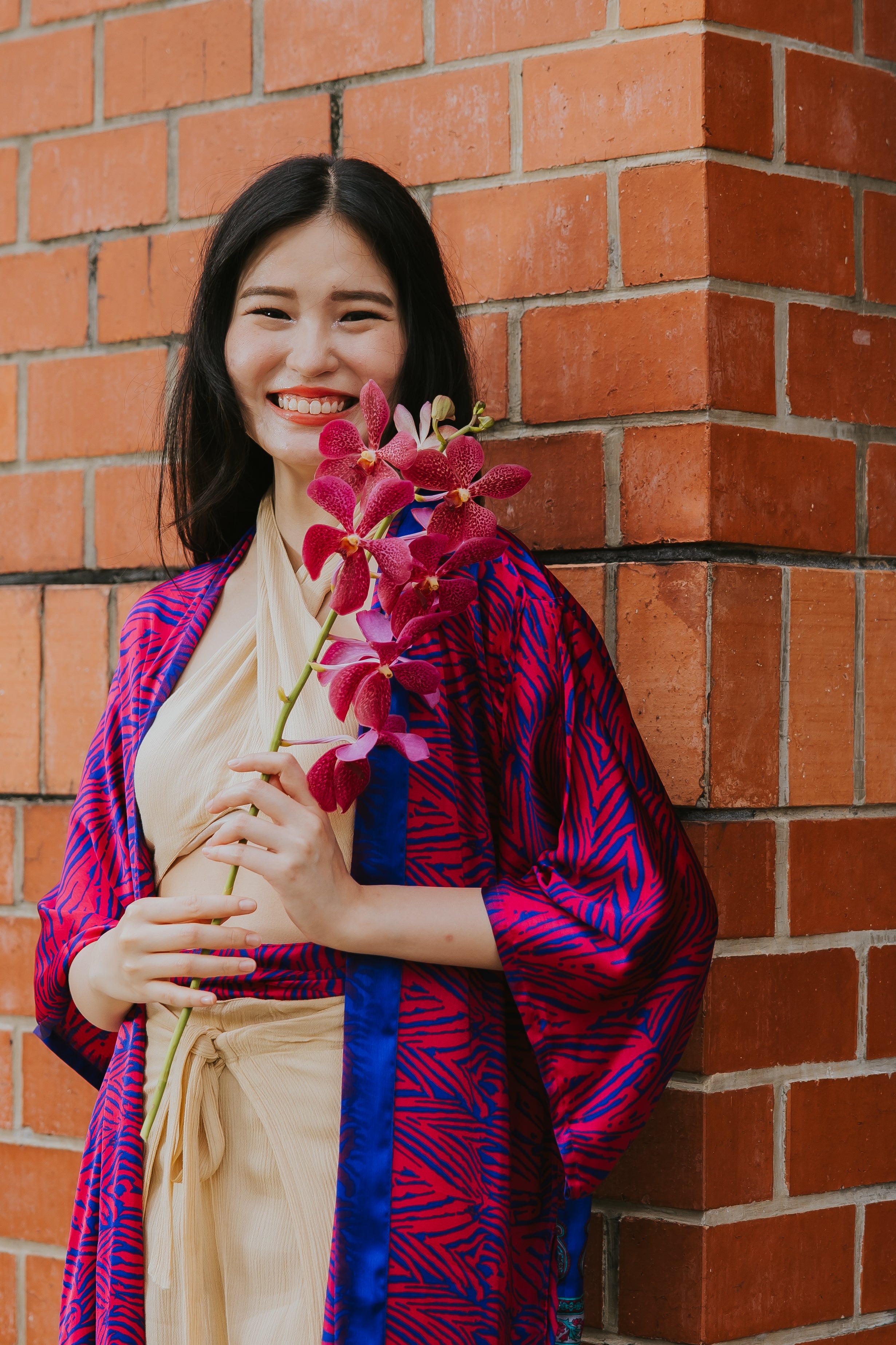 Raja Rani La Vacanza Kimono - Hot Pink Peacock Jungle