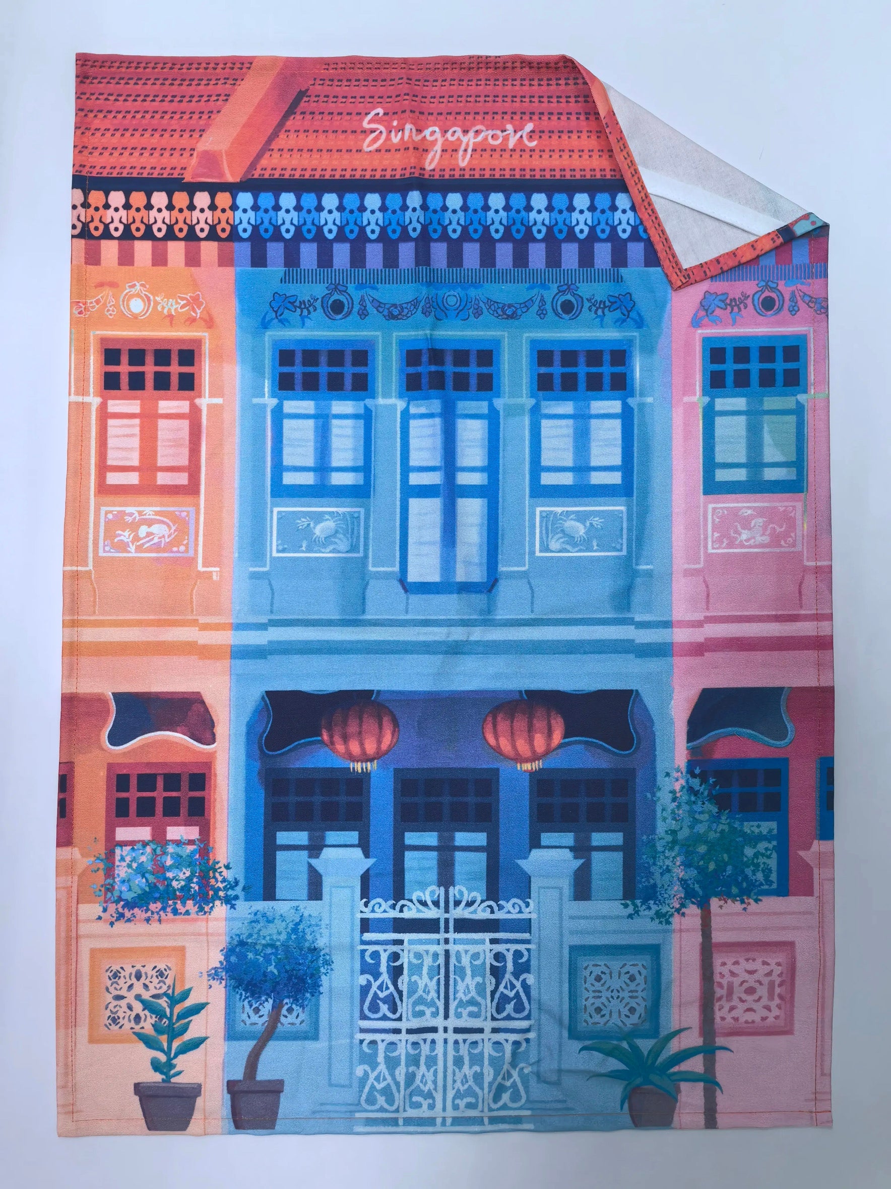 The Crimson Atelier Tea Towel - Shophouses