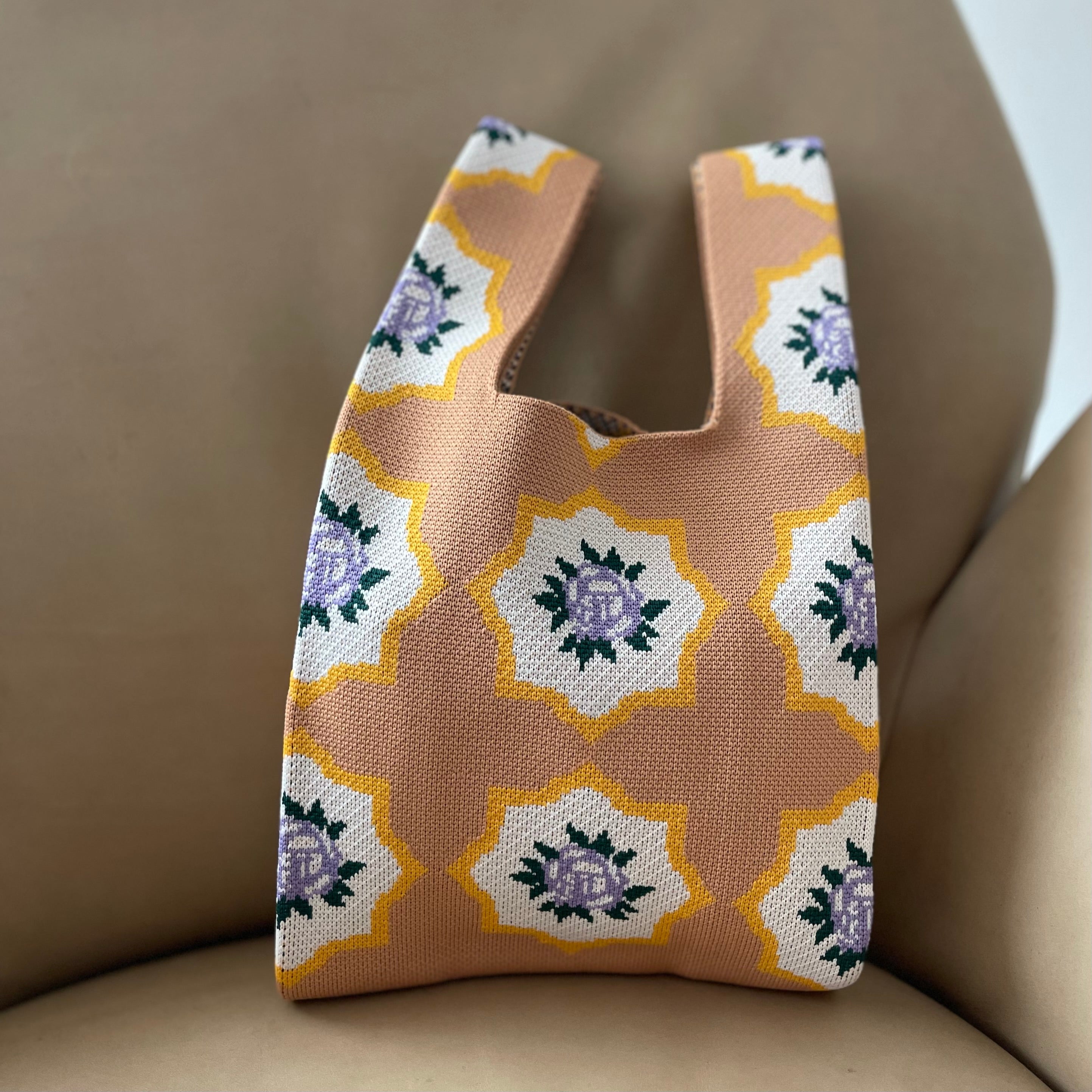 The Crimson Atelier Knit Bag - Peranakan Flower