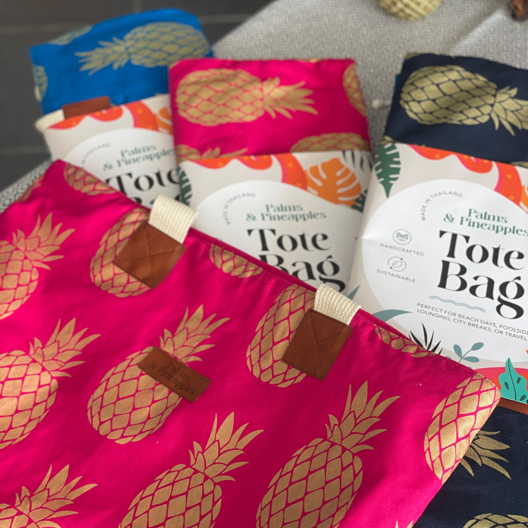 Palms & Pineapples Pineapple Tote Bag - Blue