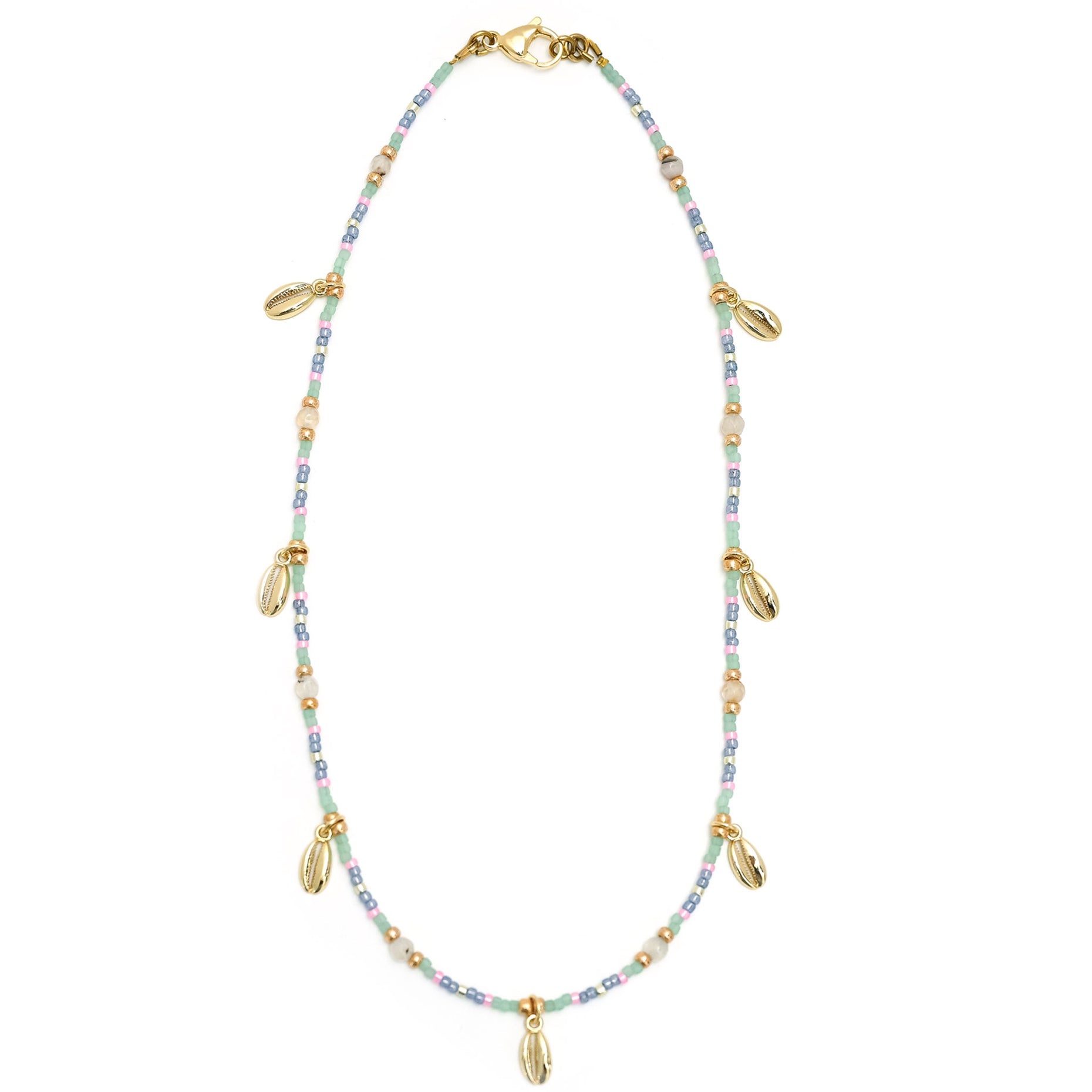 Envet Shell Beaded Necklace - Azurea