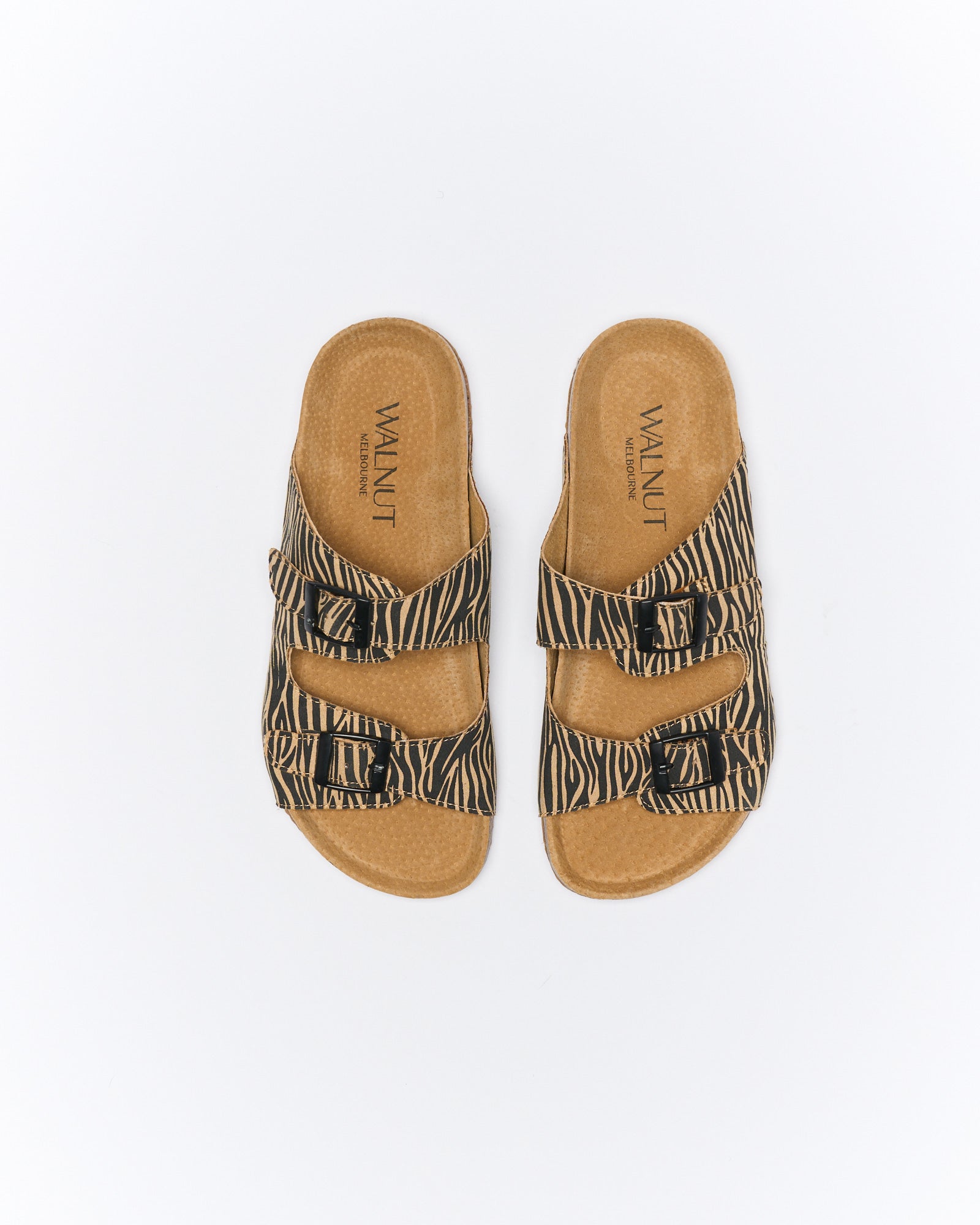 Walnut Melbourne Bailey Slide - Tan Zebra