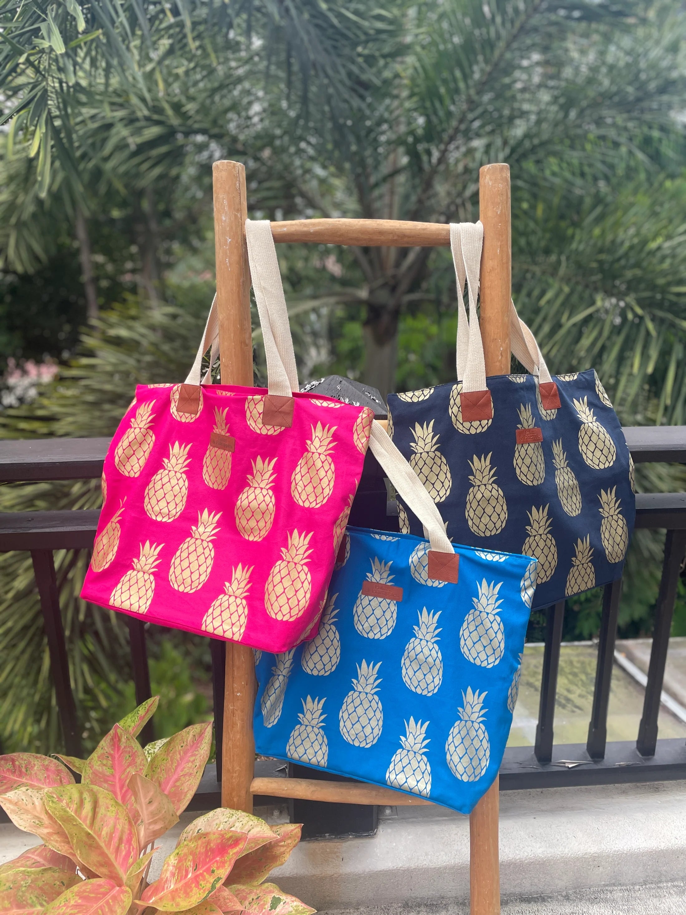 Palms & Pineapples Pineapple Tote Bag - Blue