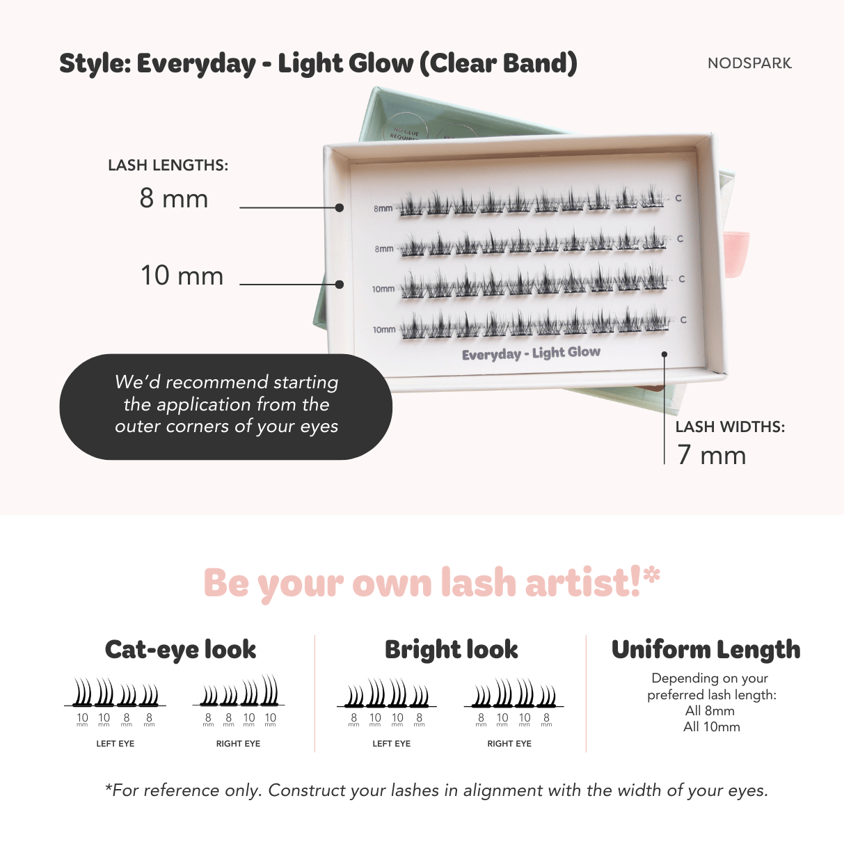Nodspark - Everyday Light Glow (Clear Band) Lazy Lashes