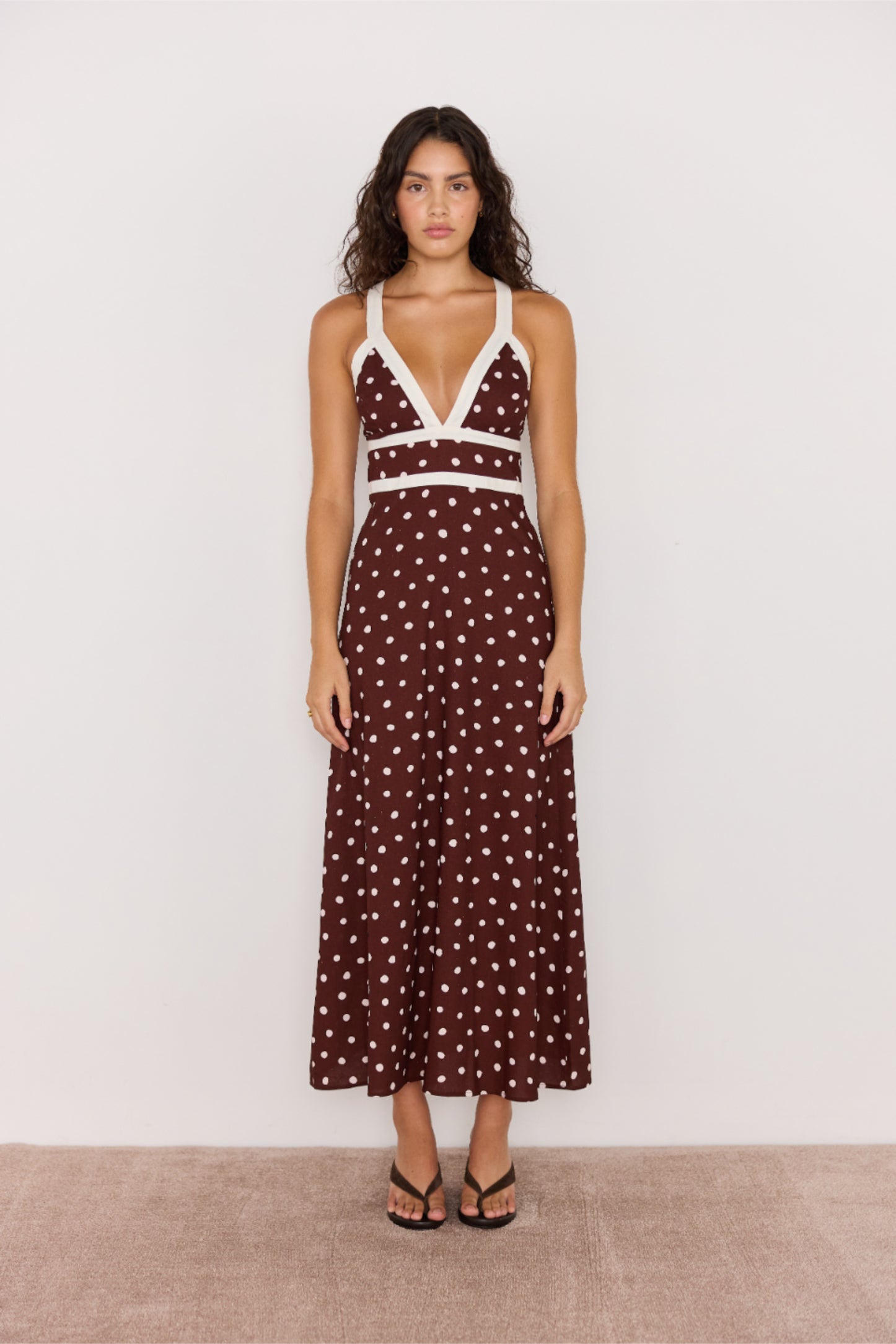 MINKPINK Cedar Cross Back Dress - Chocolate Spot
