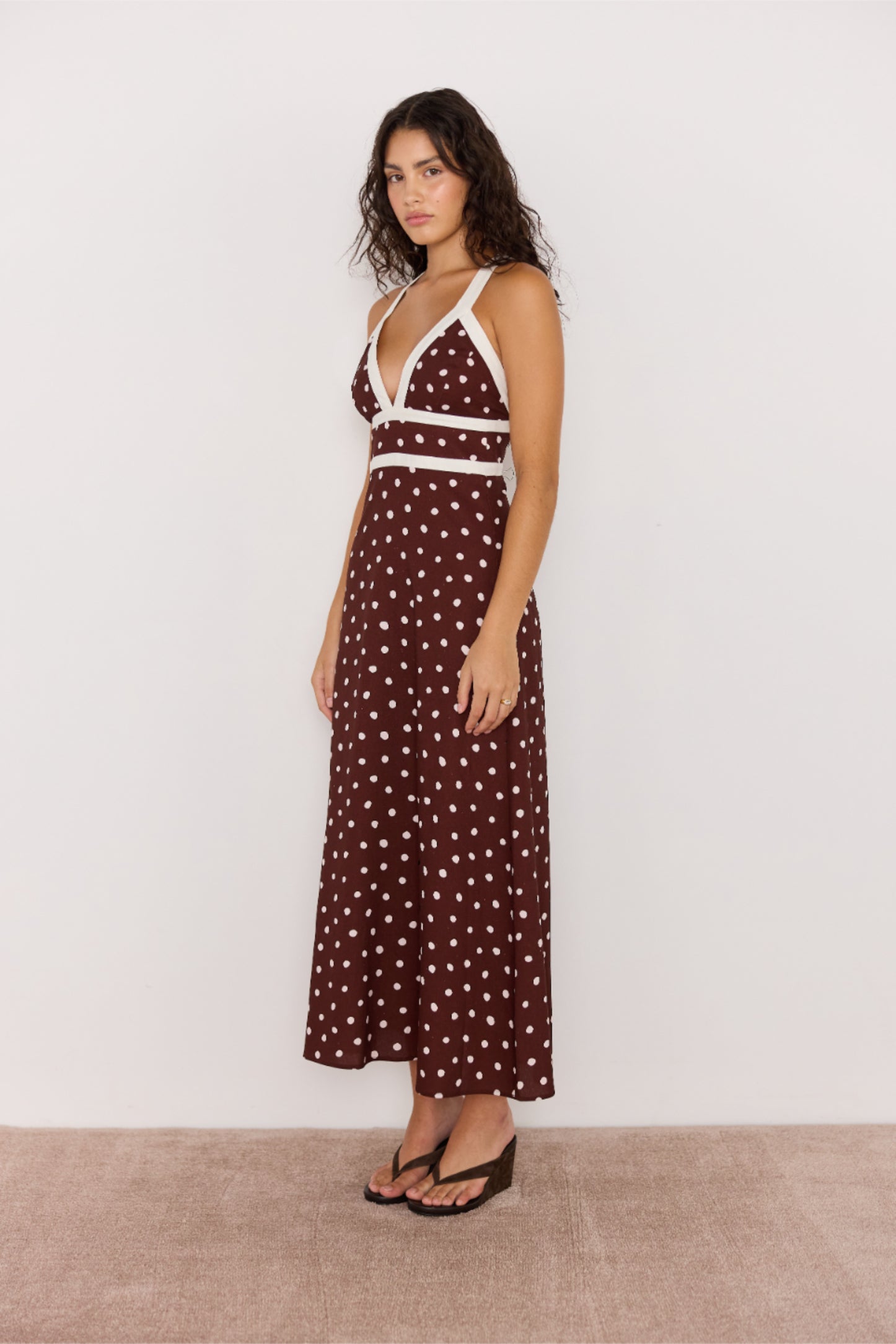 MINKPINK Cedar Cross Back Dress - Chocolate Spot