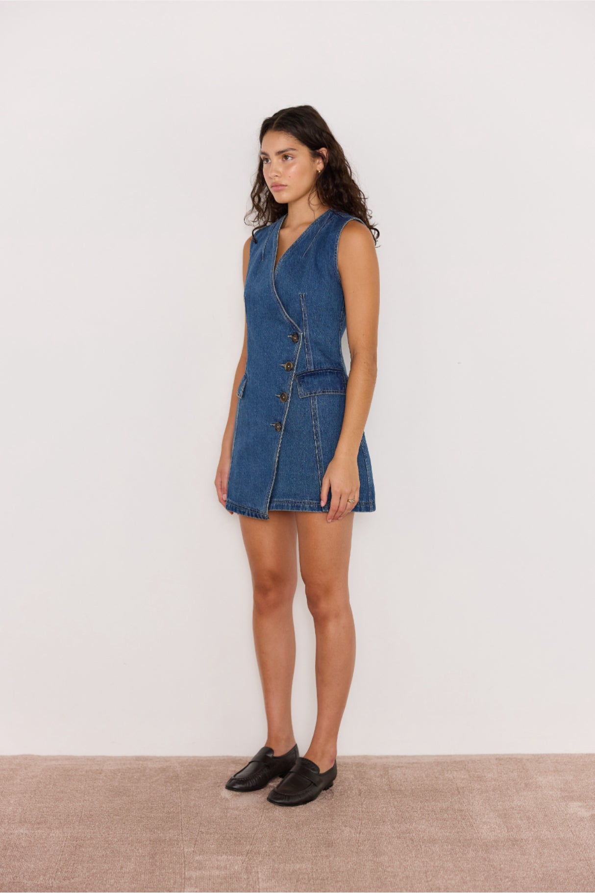 MINKPINK Nora Denim Wrap Mini Dress - Vintage Blue