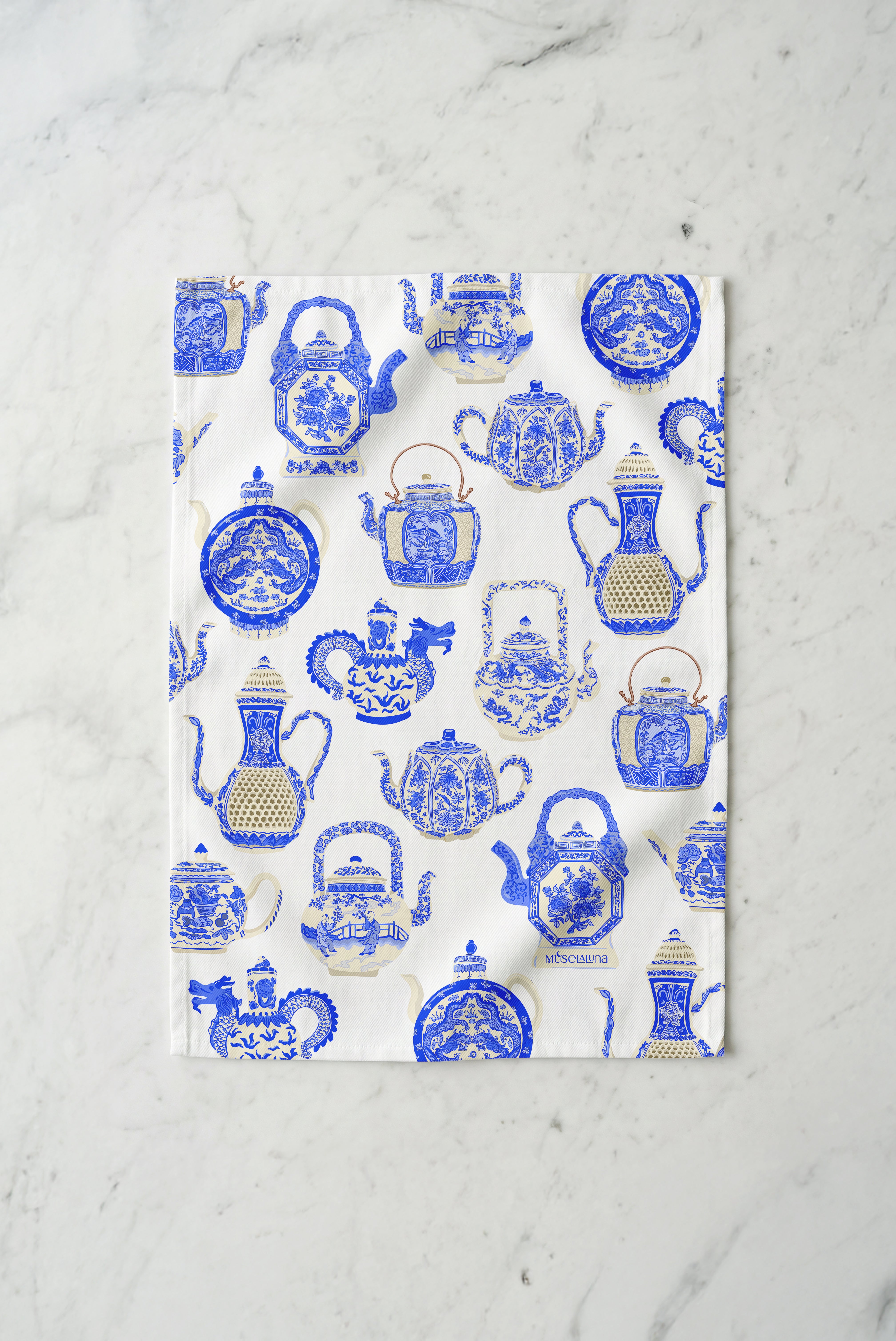 Muselaluna Tea towel - Brewed in Blue
