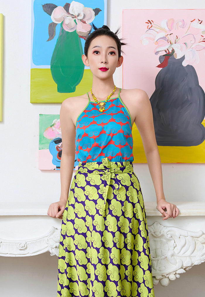 Nala Chinese Bustier Top - Cloud 9 Blue