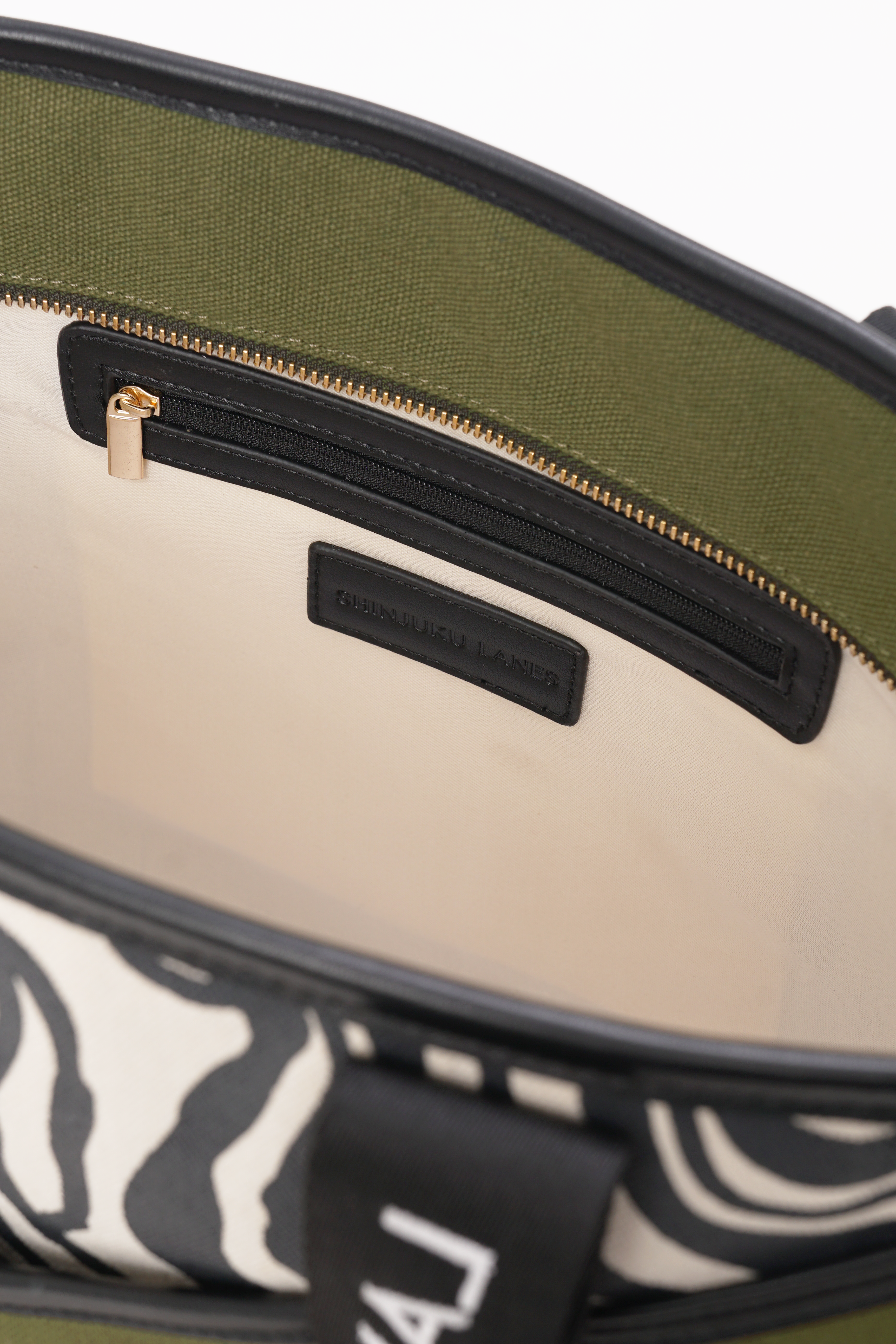Shinjuku Lanes Origami Pocket Tote - Khaki Green Terrain Print