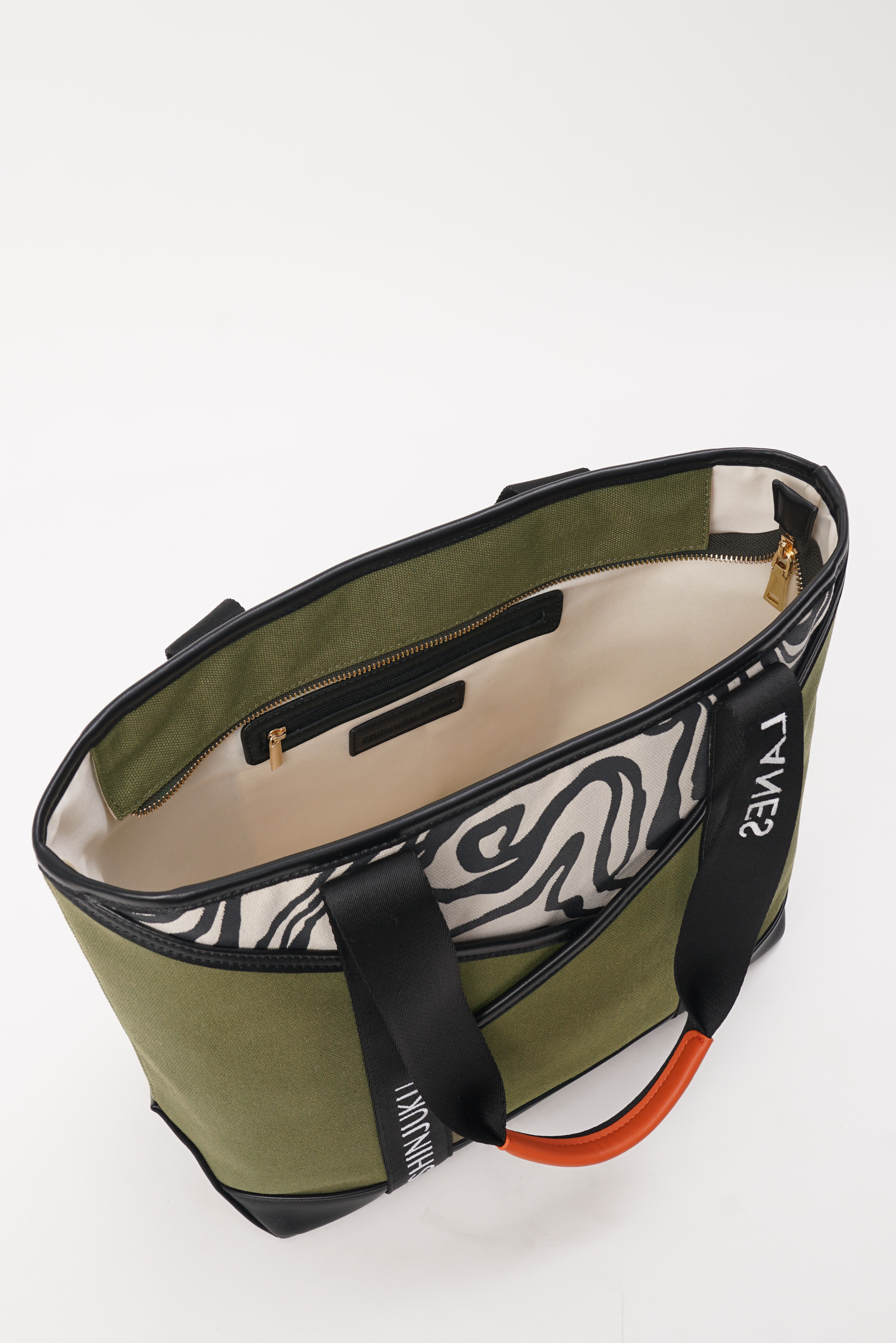 Shinjuku Lanes Origami Pocket Tote - Khaki Green Terrain Print