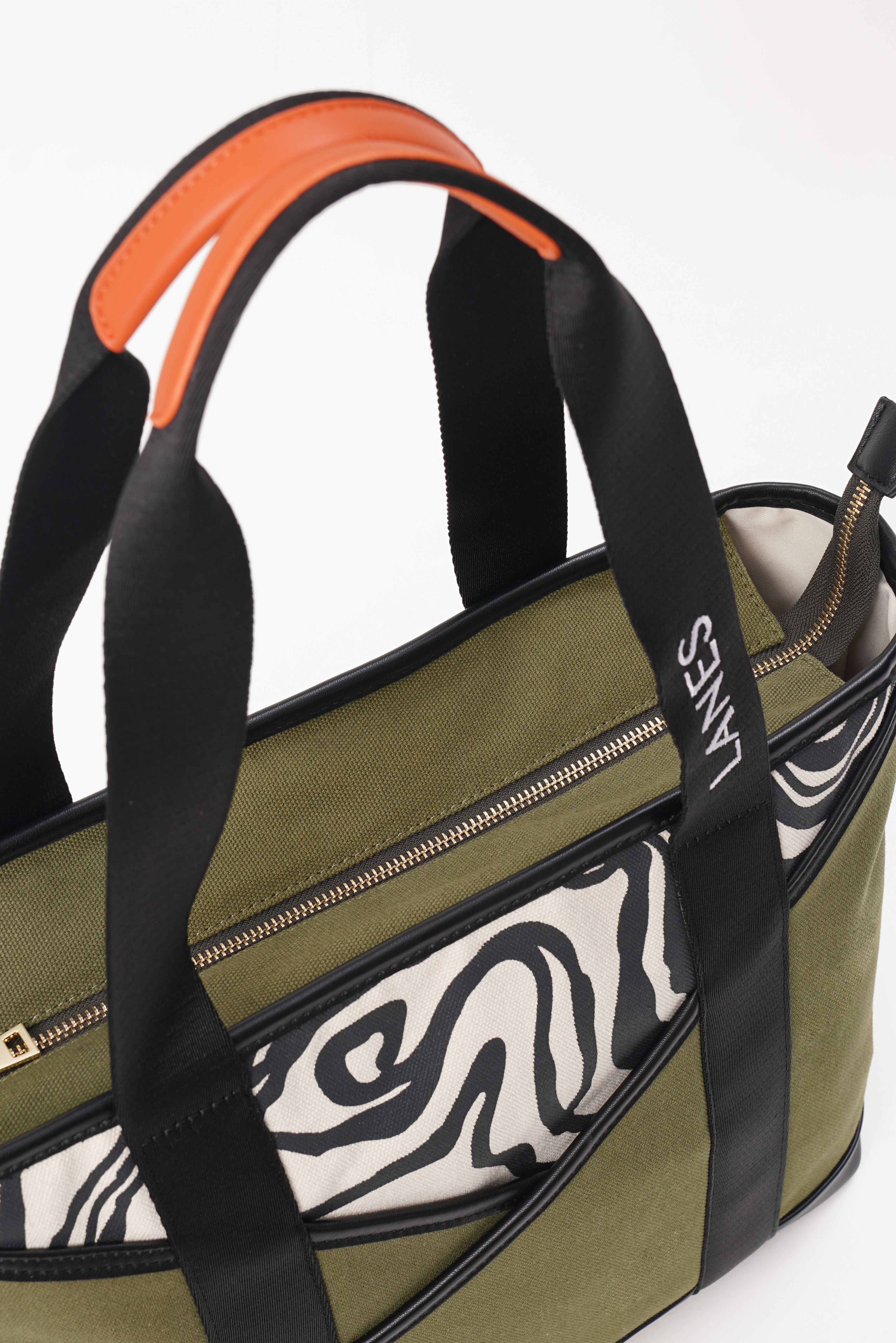 Shinjuku Lanes Origami Pocket Tote - Khaki Green Terrain Print