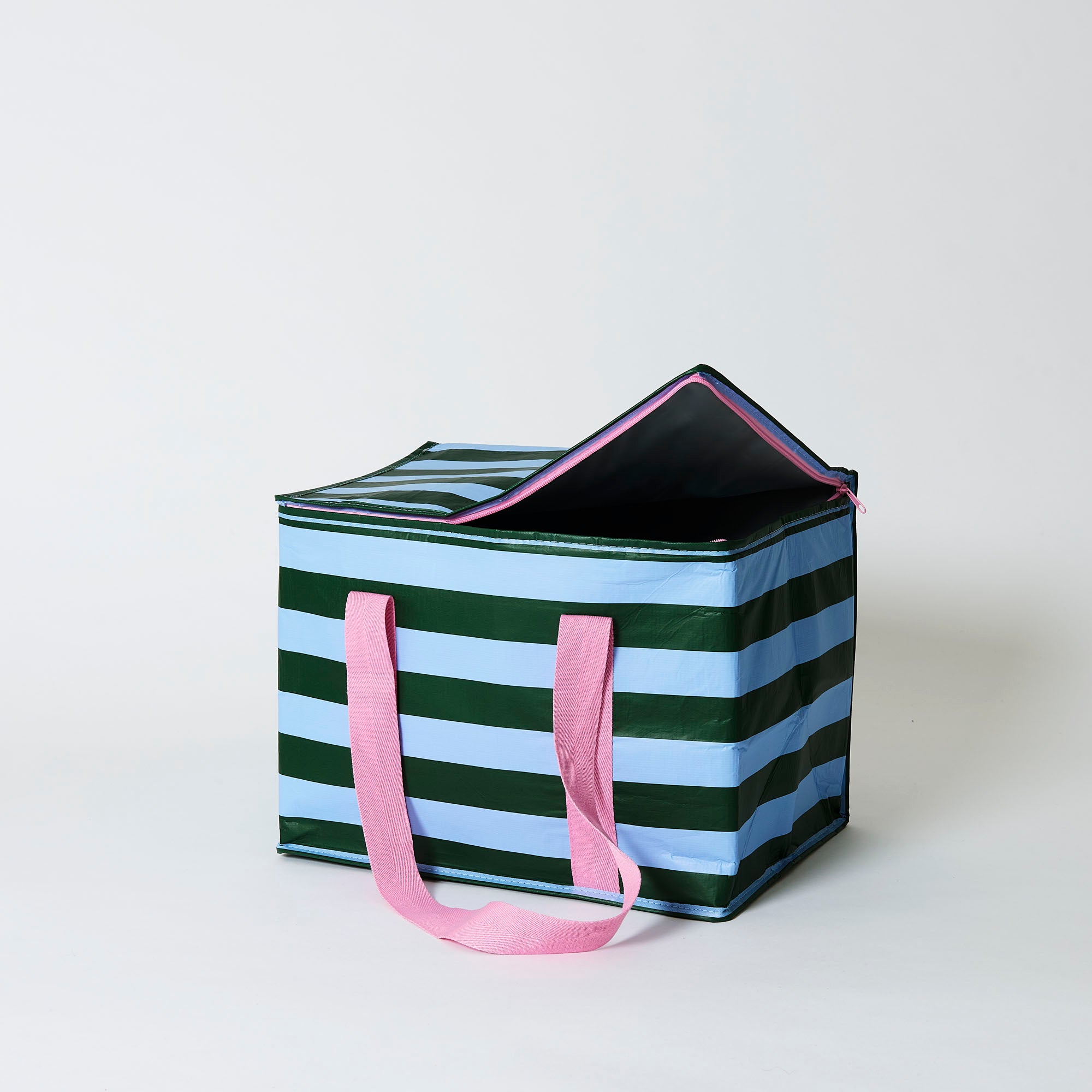 Project Ten Large Insulated Cooler Bag - Green Blue Stripe