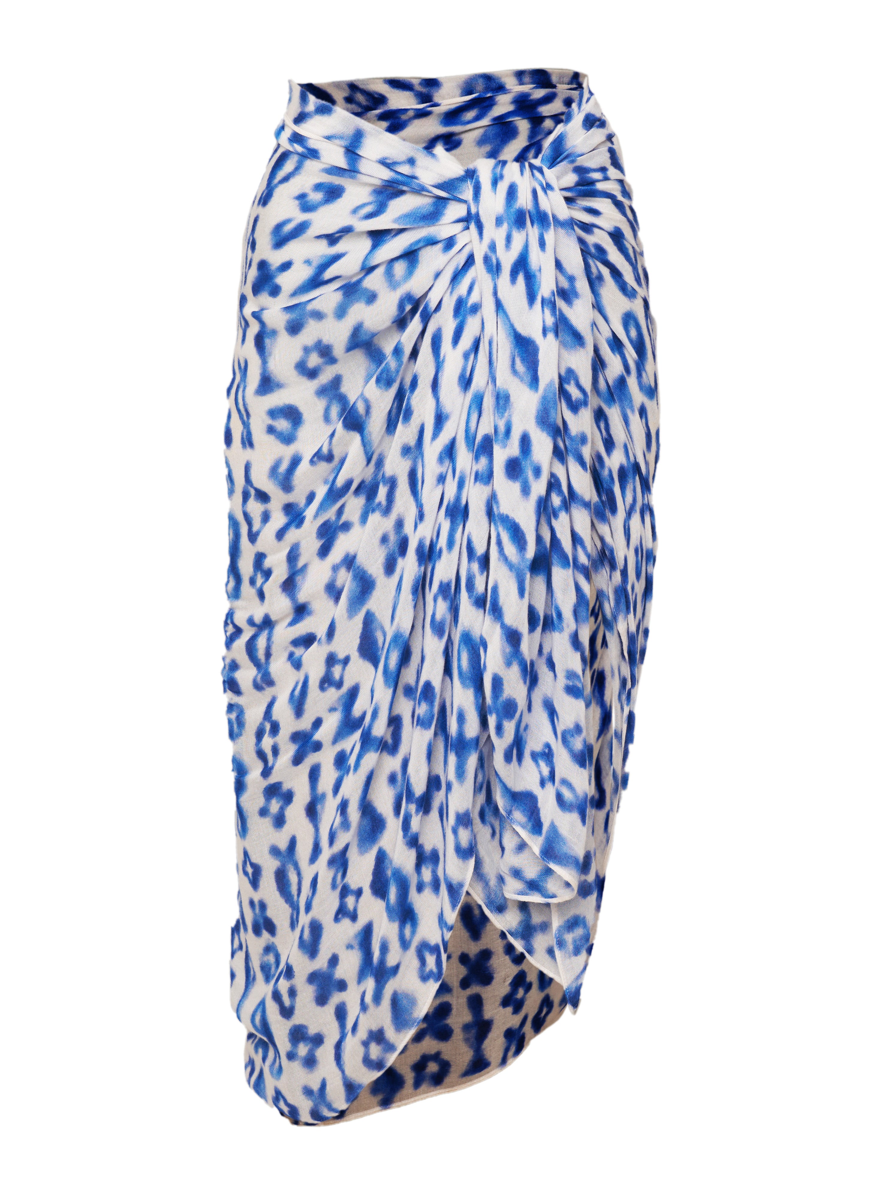 Shinjuku Lanes Santorini Bamboo Sarong & Scarf - Cobalt Blue