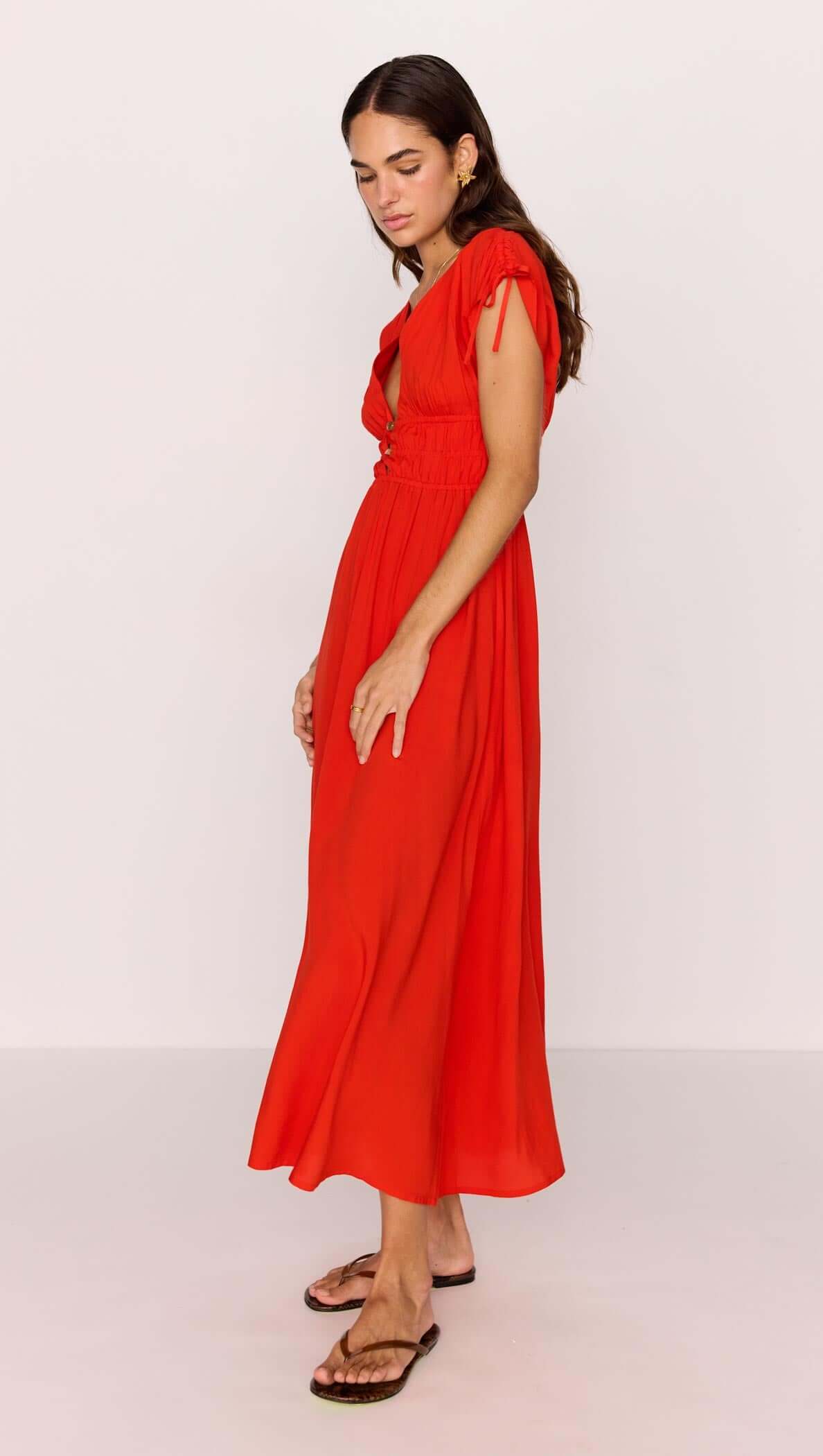 MINKPINK Scarlett V-neck Midi Dress