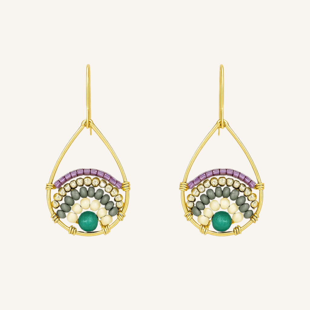 Pantala Teardrop Earrings - Gold / Green