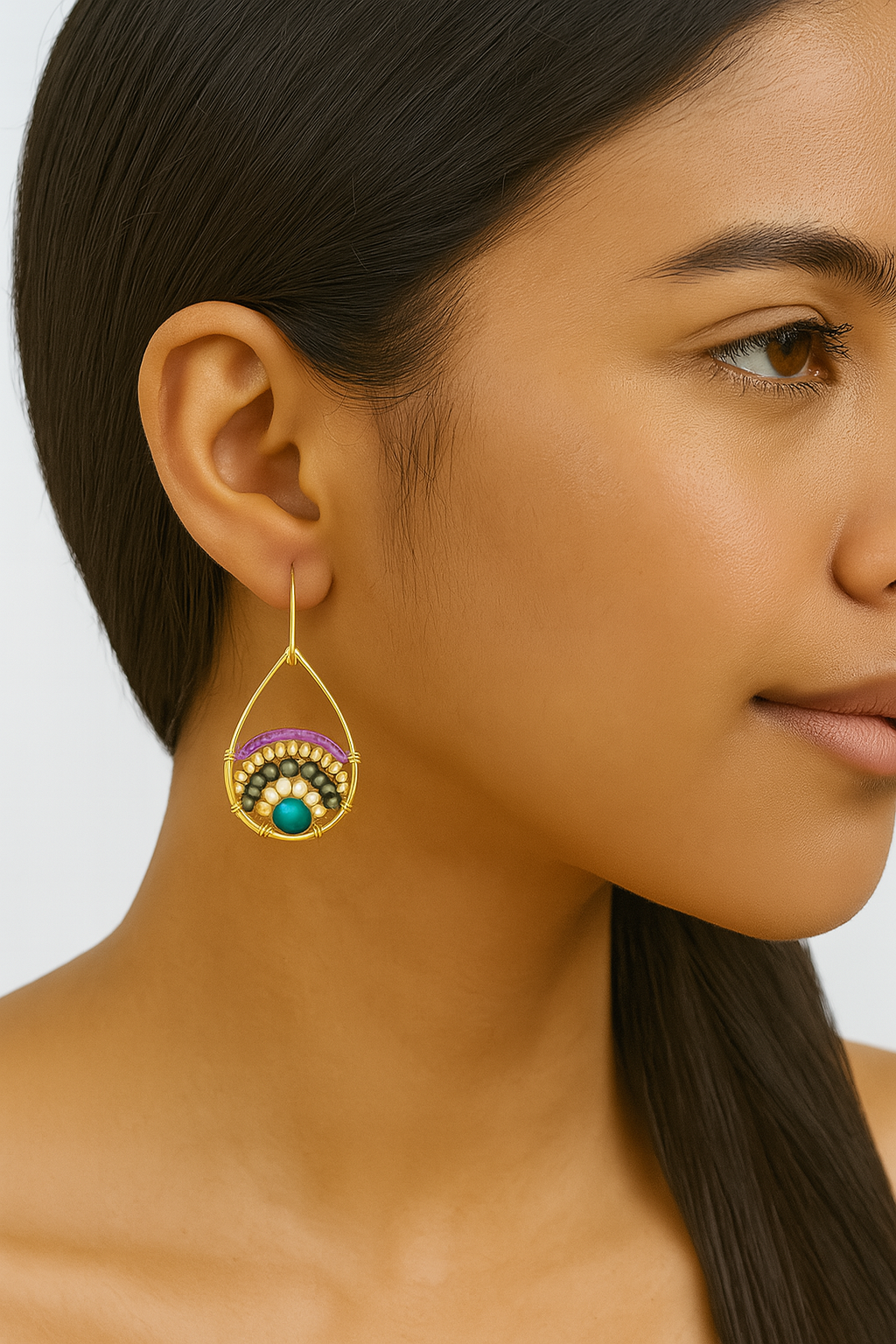 Pantala Teardrop Earrings - Gold / Green