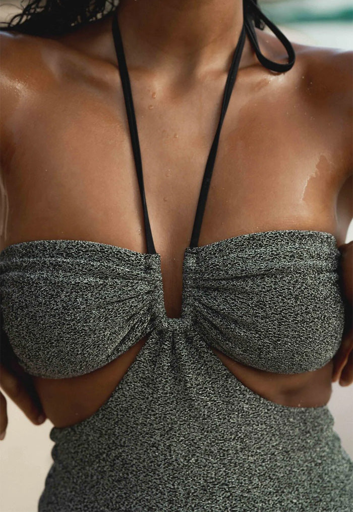 HÁI The Island Halter One Piece Swimsuit - Heather Silver