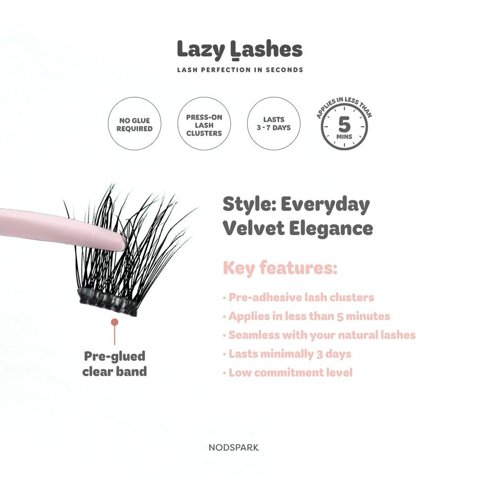 Nodspark - Everyday Velvet Elegance (Clear Band) Lazy Lashes