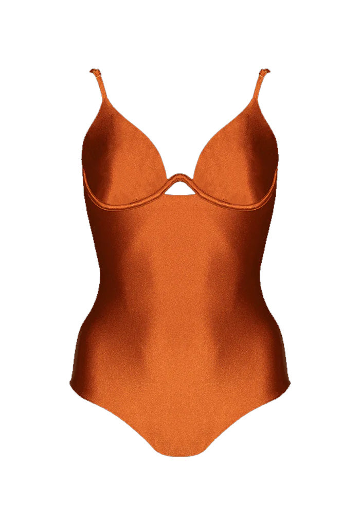 HÁI W-shaped Underwire One Piece Swimsuit - Peruvian Amber