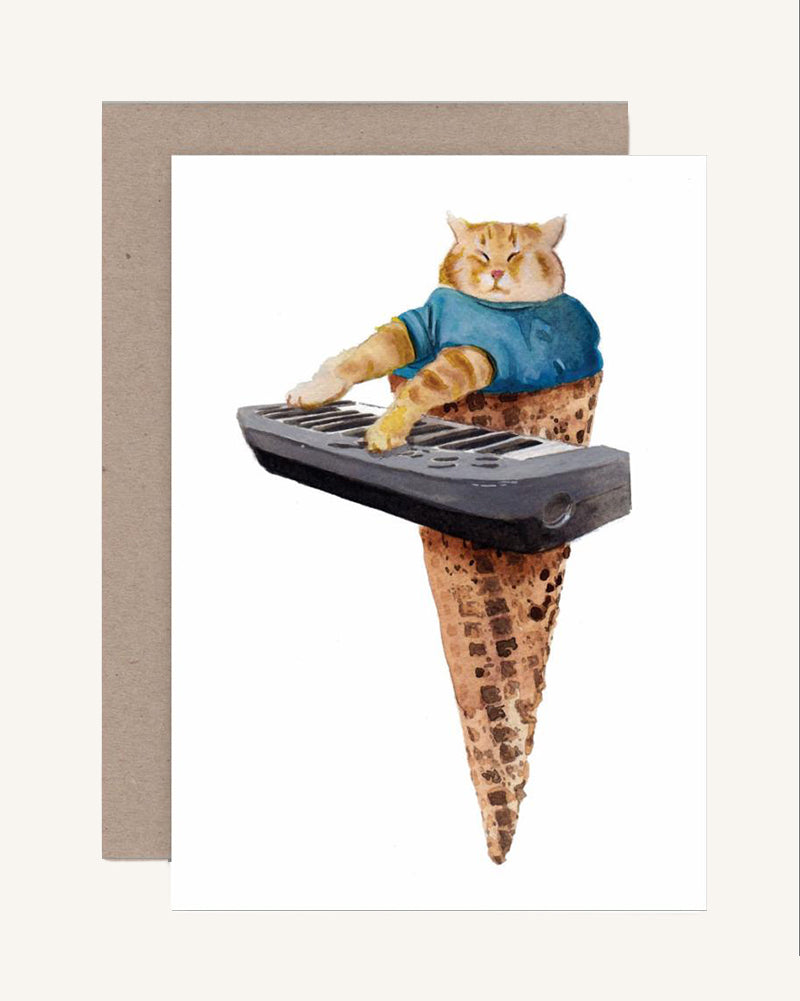 AHD Greeting Card - Keyboard Cat Cone