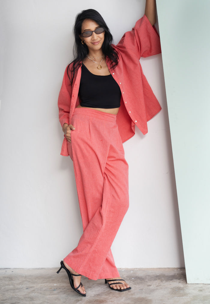 Apostrophe The Label Tuscany Linen Pants Set - Red