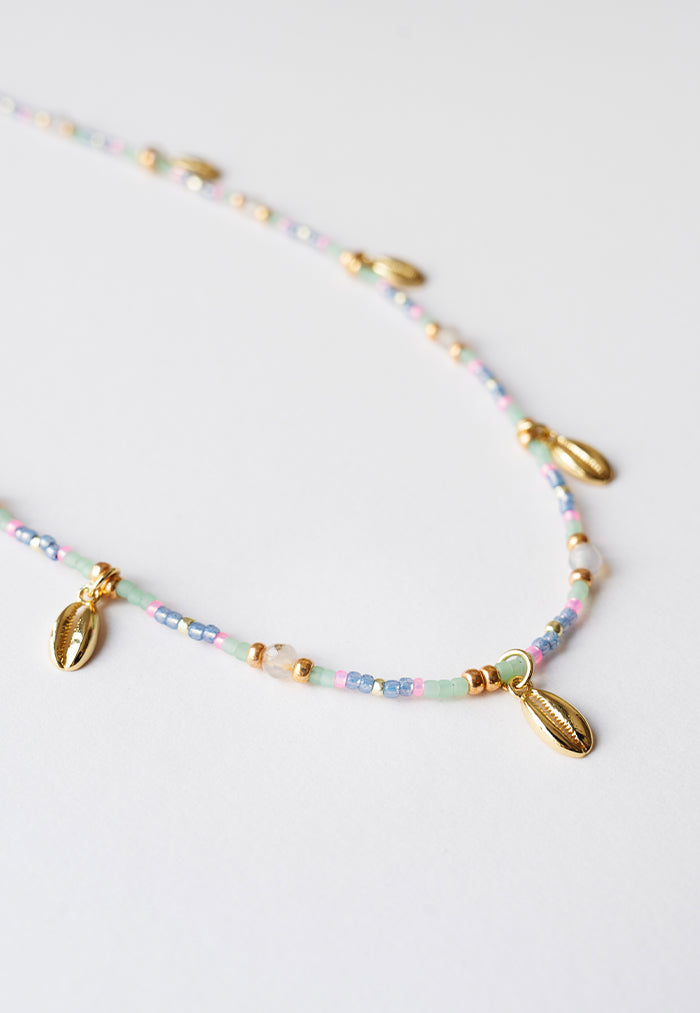 Envet Shell Beaded Necklace - Azurea