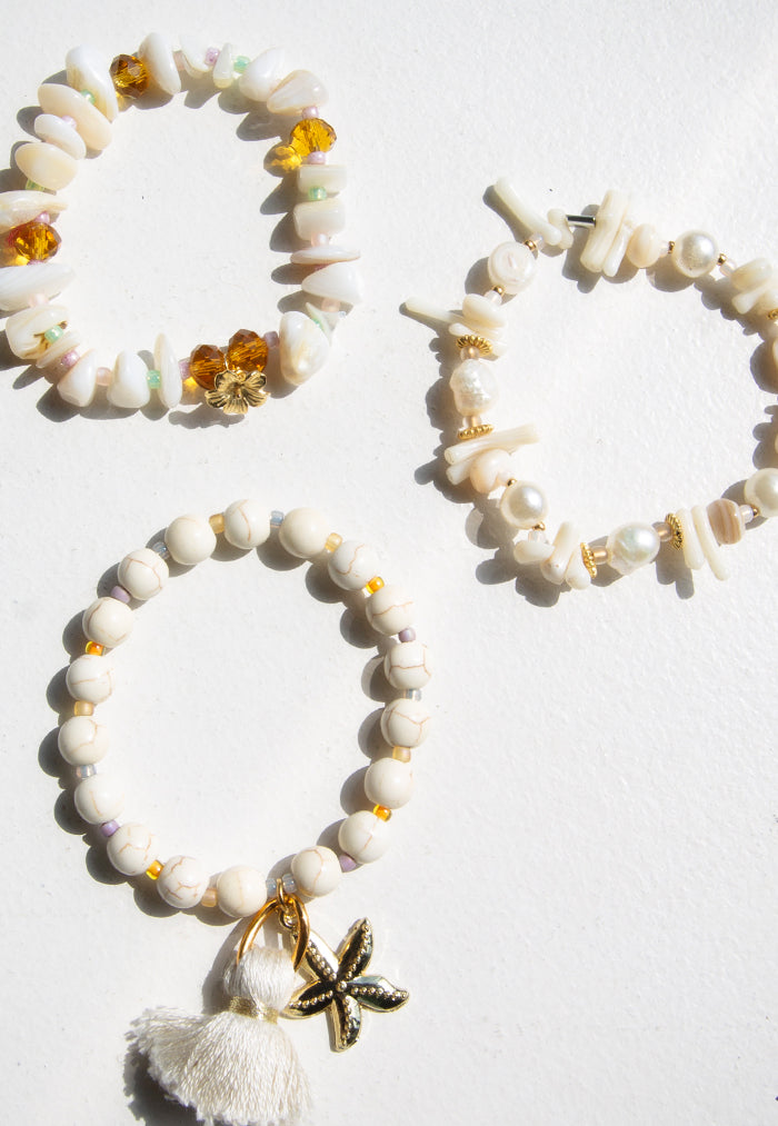 Envet Beaded Bracelet - Cameo White