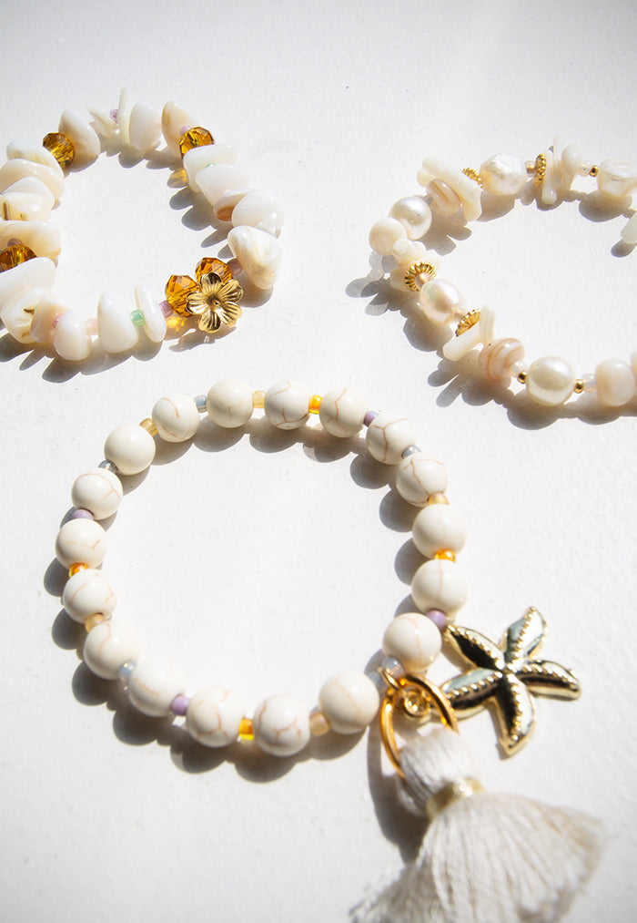 Envet Beaded Bracelet - Cameo White