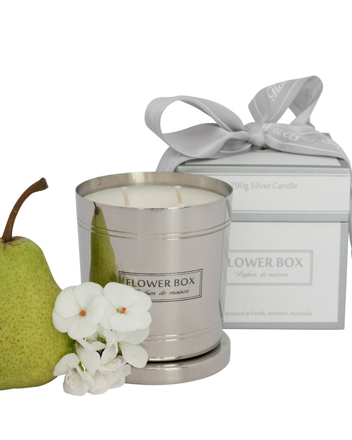 Flower Box The Standard Candle (300g) - Flowers & Pear