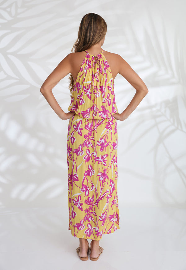Indii Breeze Susan Halter Maxi Dress - Daffodil