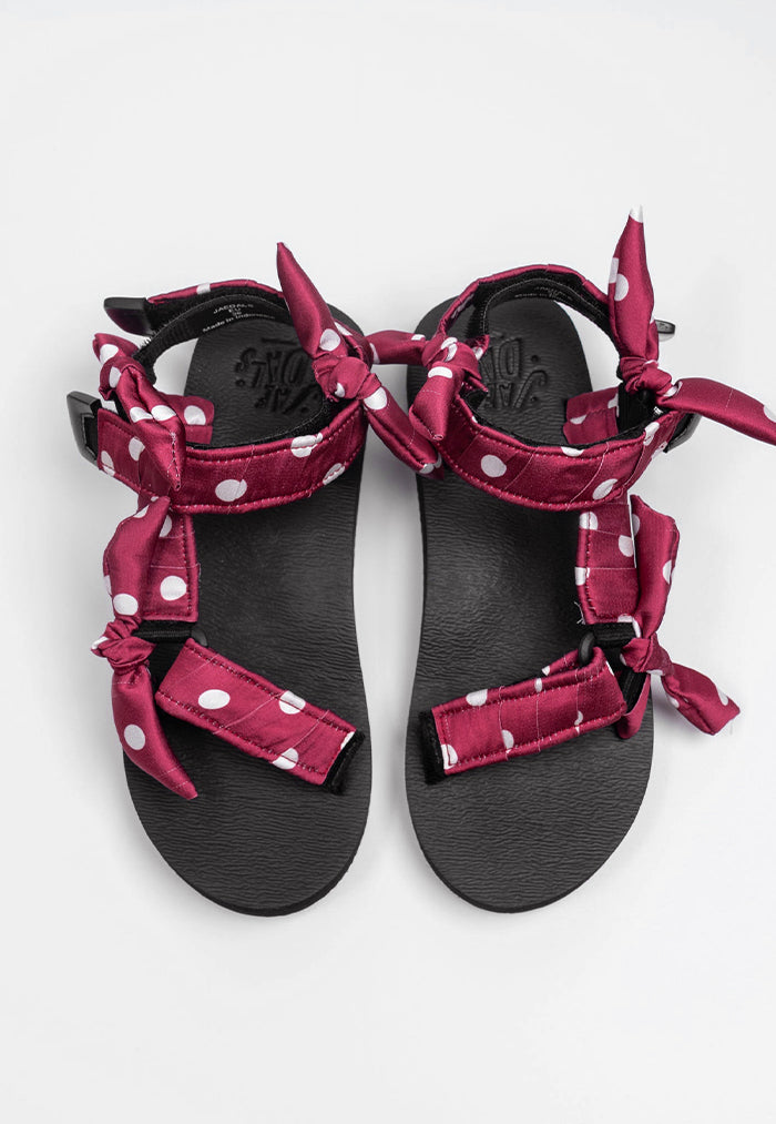White Polka Dotty on Red Jaedals