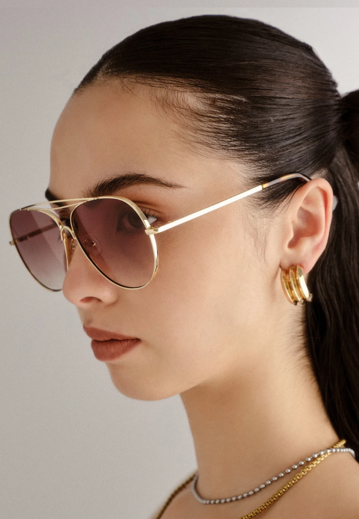 Le Specs Abracadabra Sunglasses - Bright Gold/Brown Grad