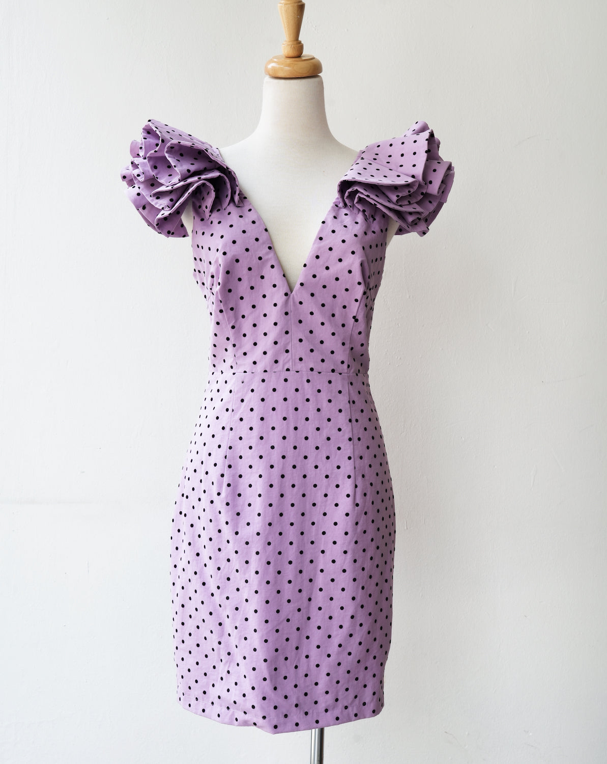 Thryfted Mossman Polka Dot Ruffled Mini Dress