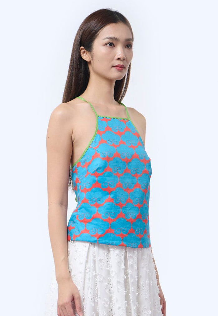 Nala Chinese Bustier Top - Cloud 9 Blue