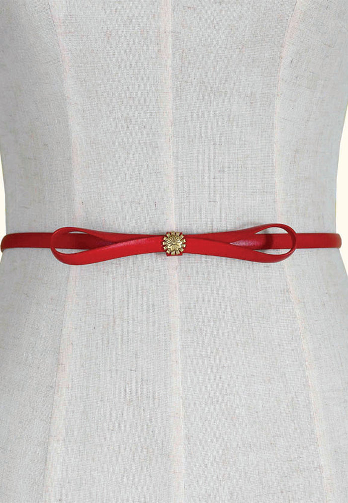 Nala Leather Bow Belt- Chili Red