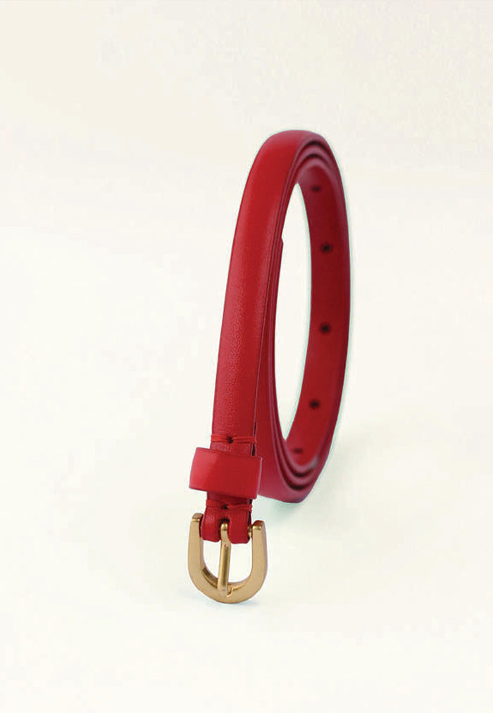 Nala Leather Bow Belt- Chili Red