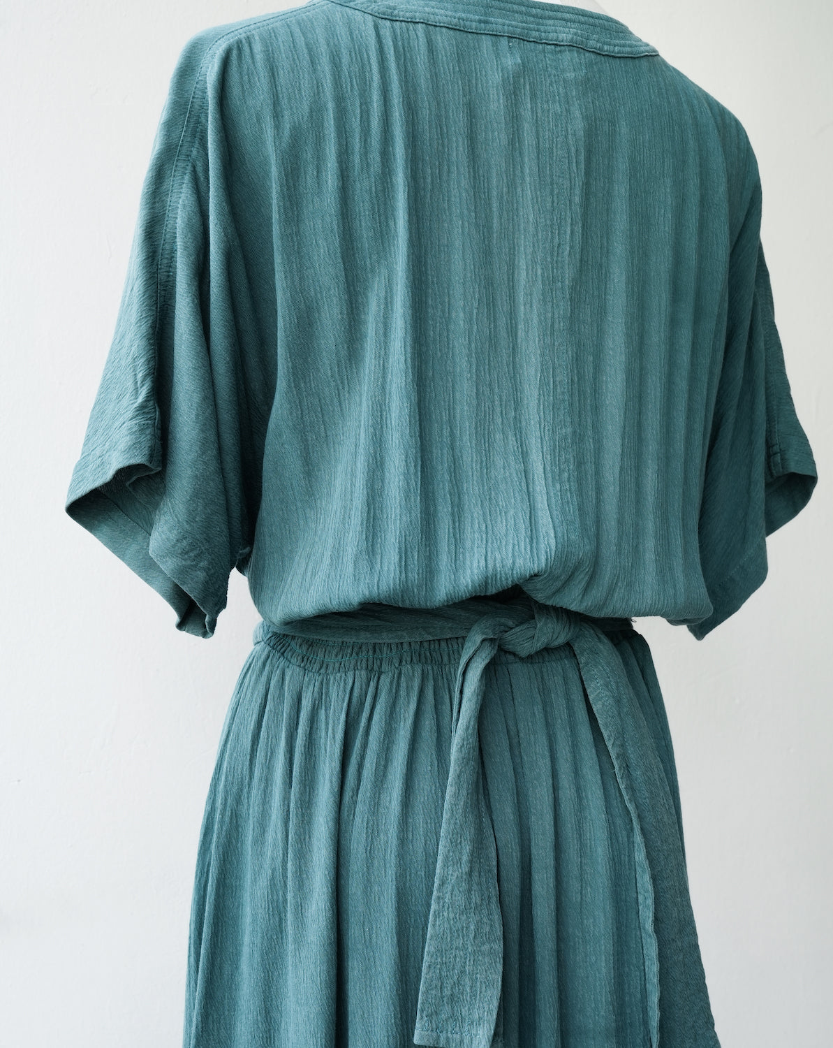 Thryfted Palem Yoke Waist Wrap Midi Dress