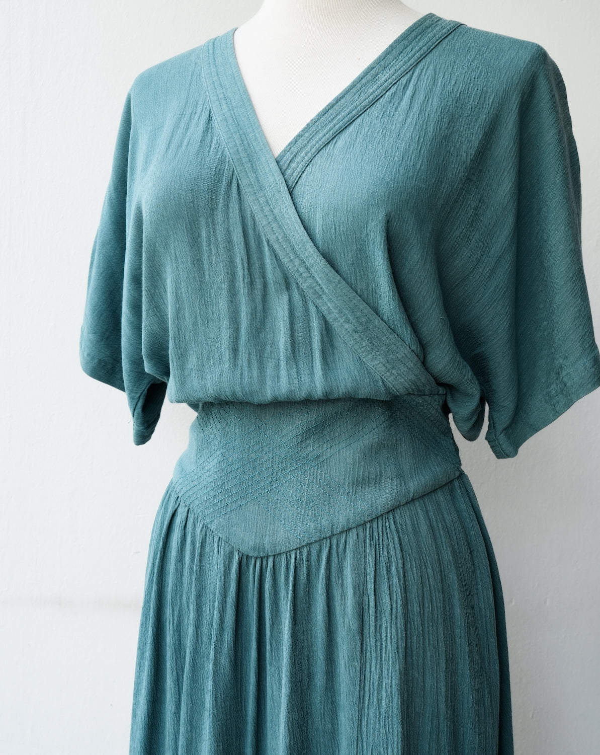 Thryfted Palem Yoke Waist Wrap Midi Dress