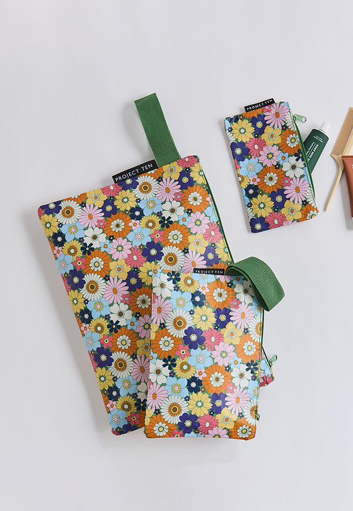 Project Ten Large Zip Pouch - Geo Floral