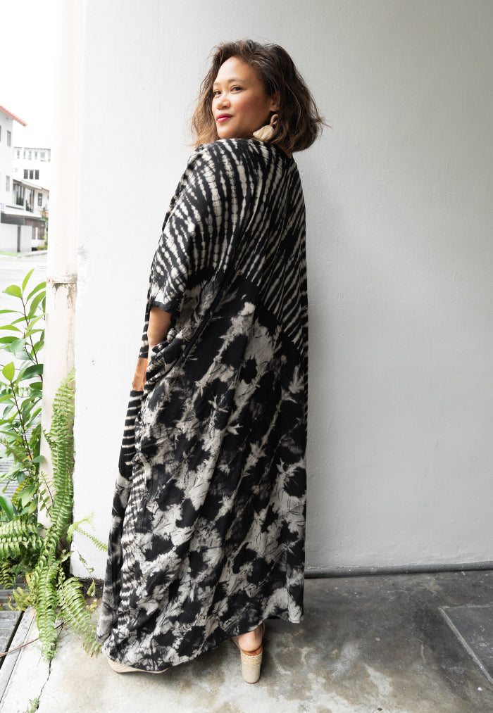 Gold Bronze Spot V Neck Kaftan