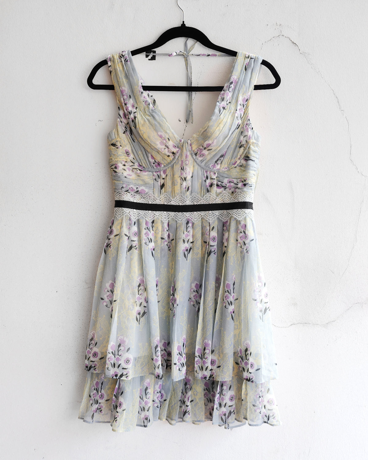 Self-Portrait Pleated Floral Mini Dress